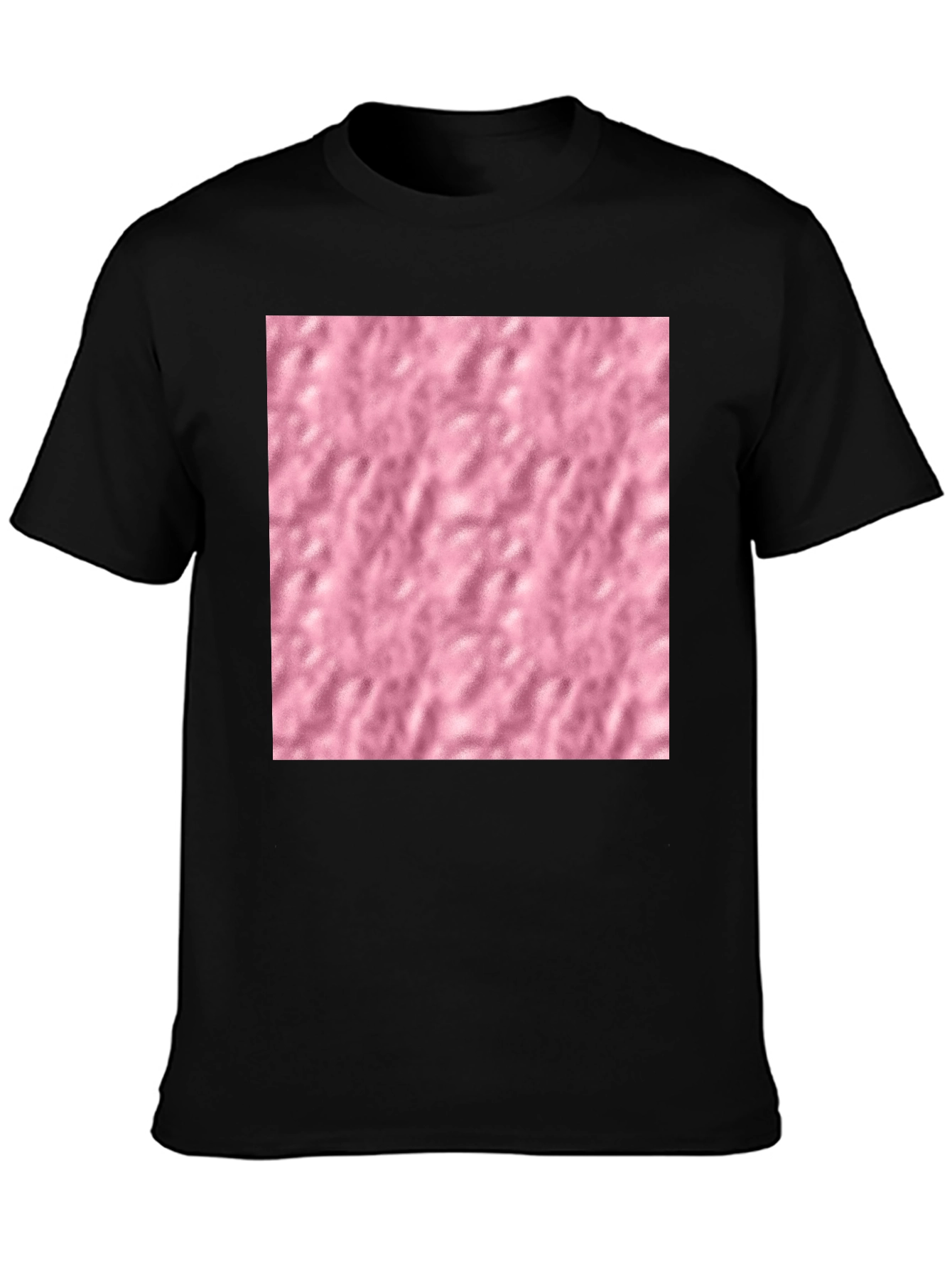 Black Cotton Blend T-Shirt with Pink Textured Print