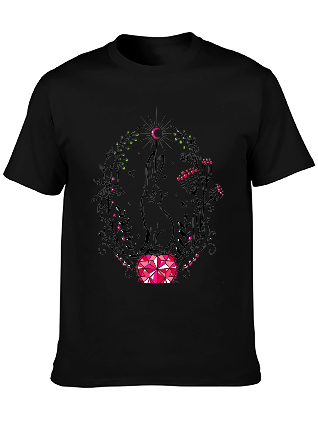 Rabbit & Moon Graphic Tee - Black
