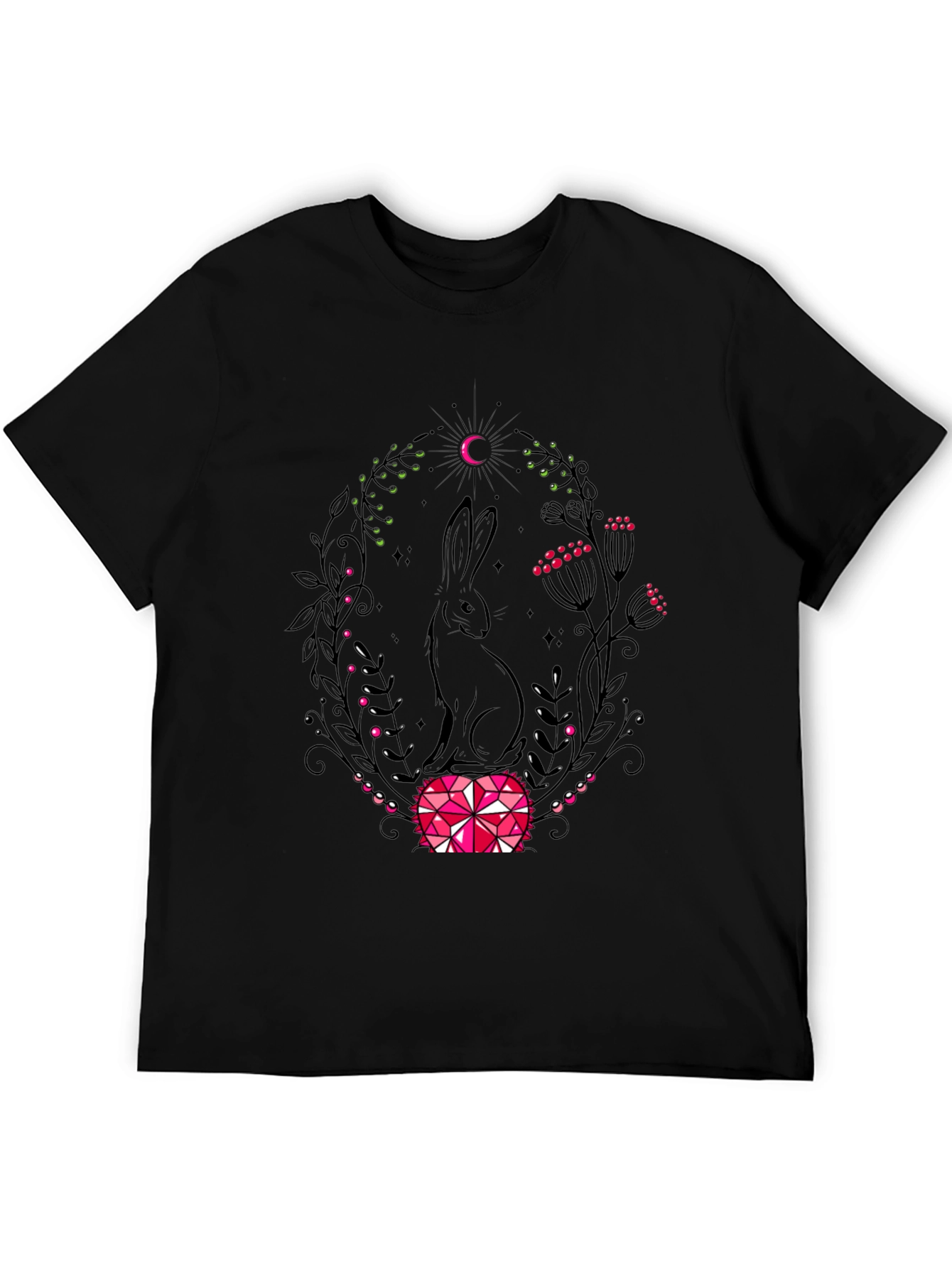 Rabbit & Moon Graphic Tee - Black