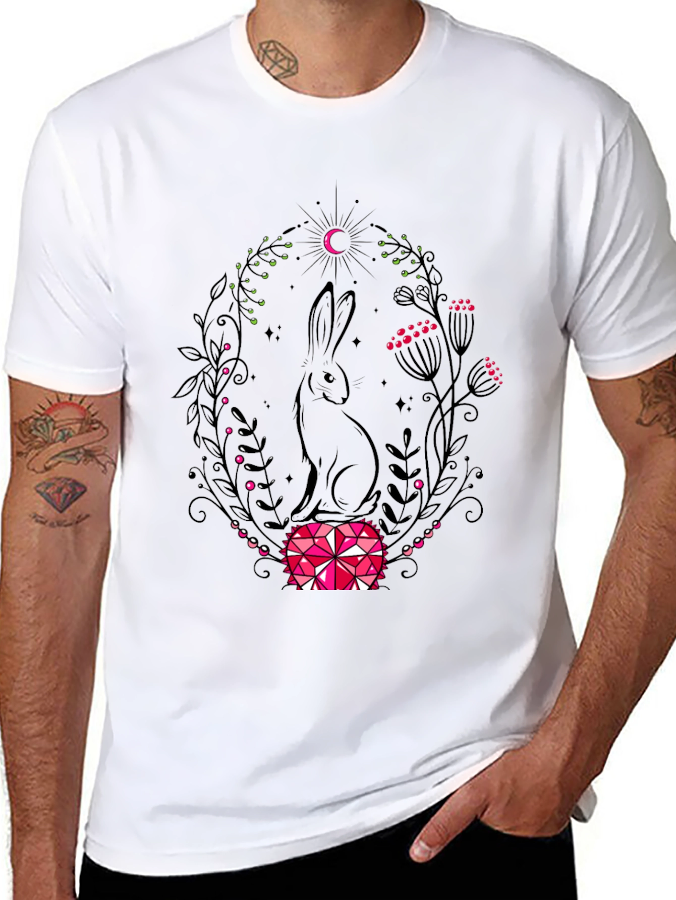 Rabbit & Moon Graphic Tee - Black