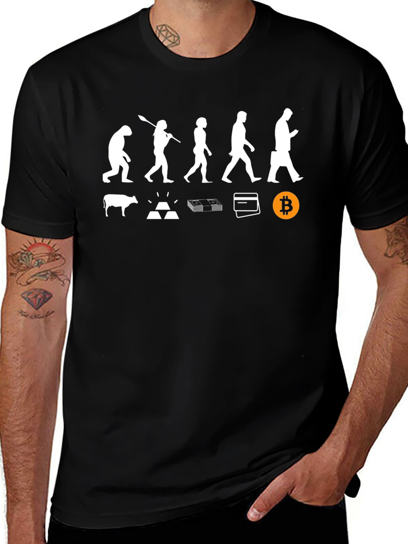 Evolution of Money Black T-Shirt Bitcoin