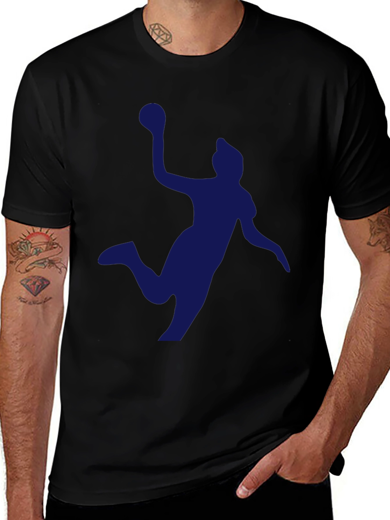 Handball Player Graphic Tee - Black