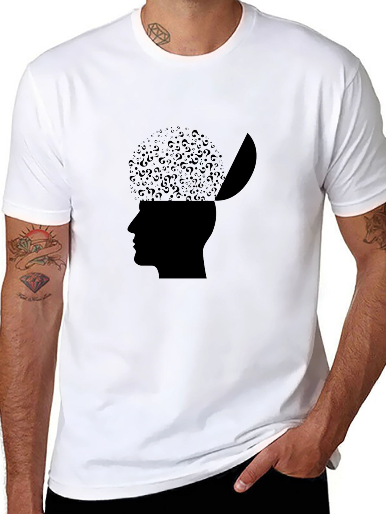 Mind Open T-Shirt - Question Mark Brain