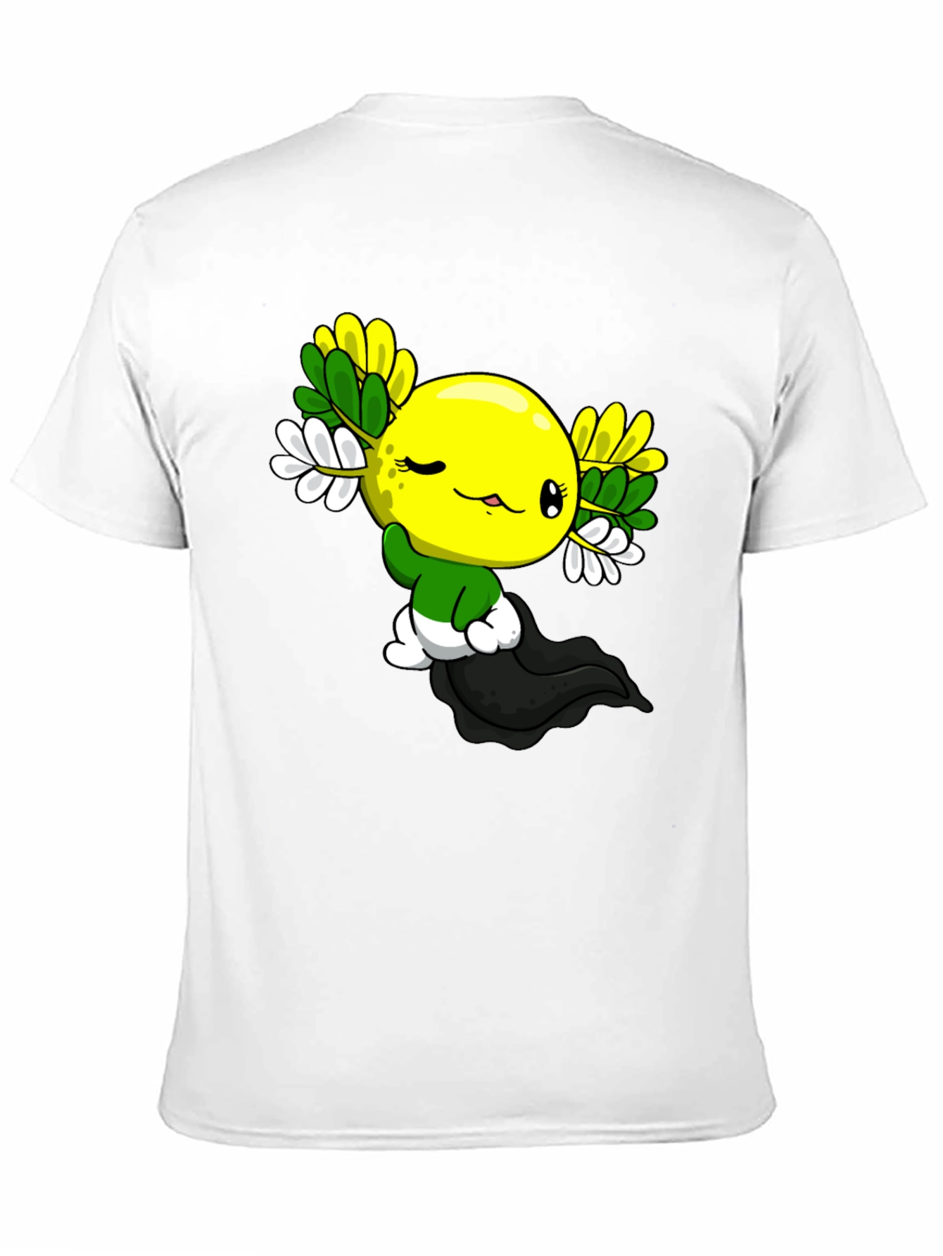 Cute Cartoon Axolotl Black T-Shirt