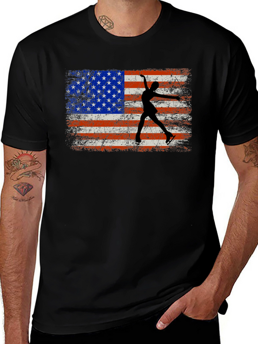 American Flag Figure Skating T-Shirt