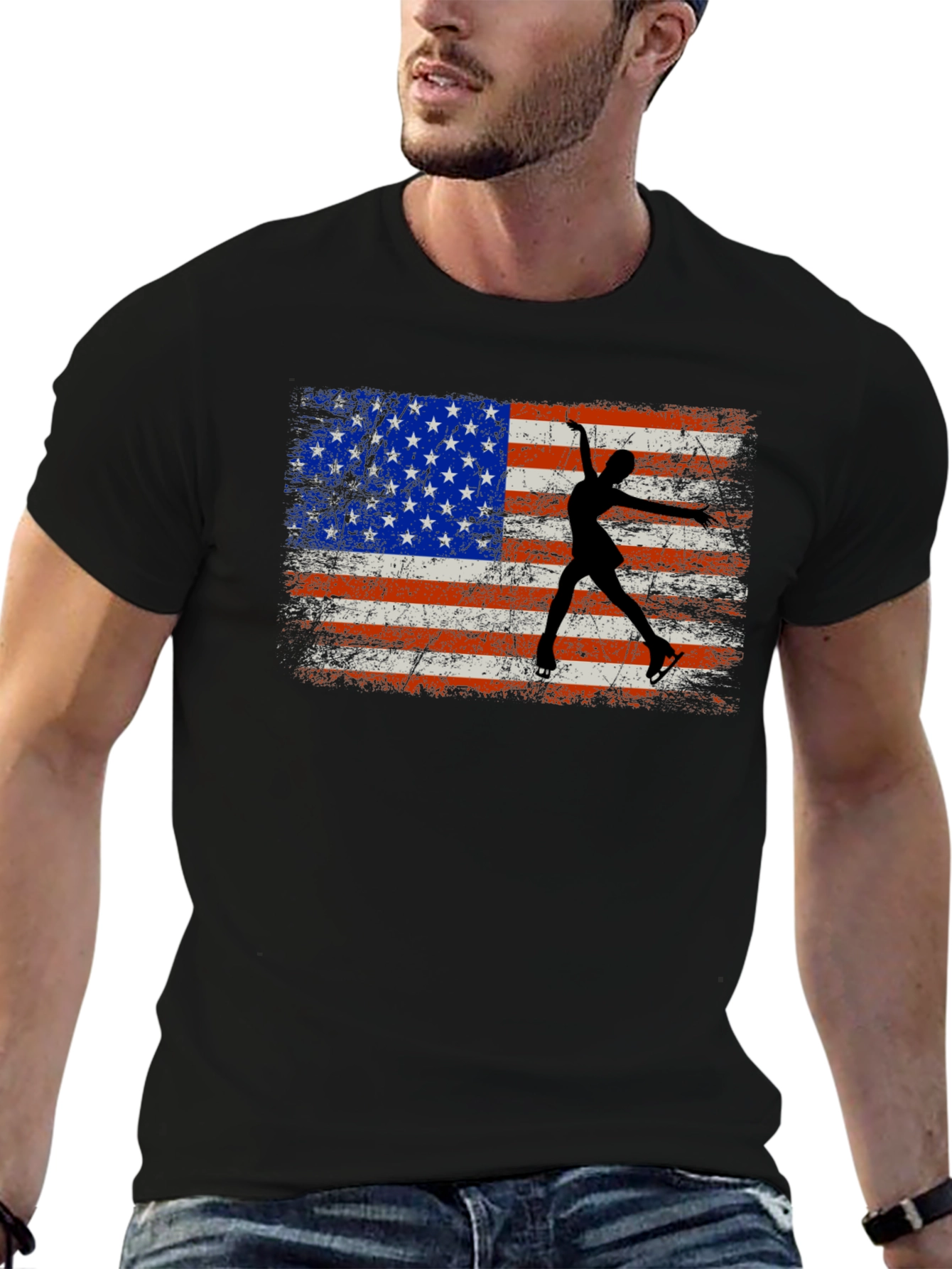American Flag Figure Skating T-Shirt