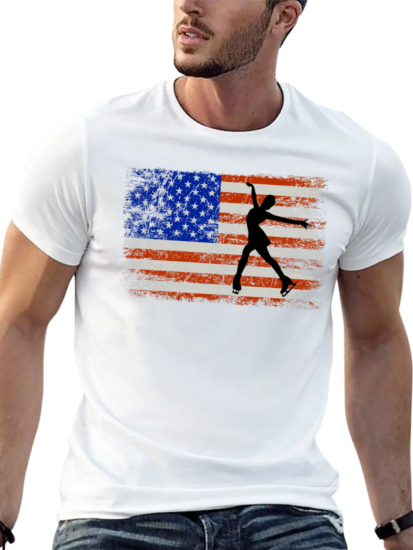 American Flag Figure Skating T-Shirt