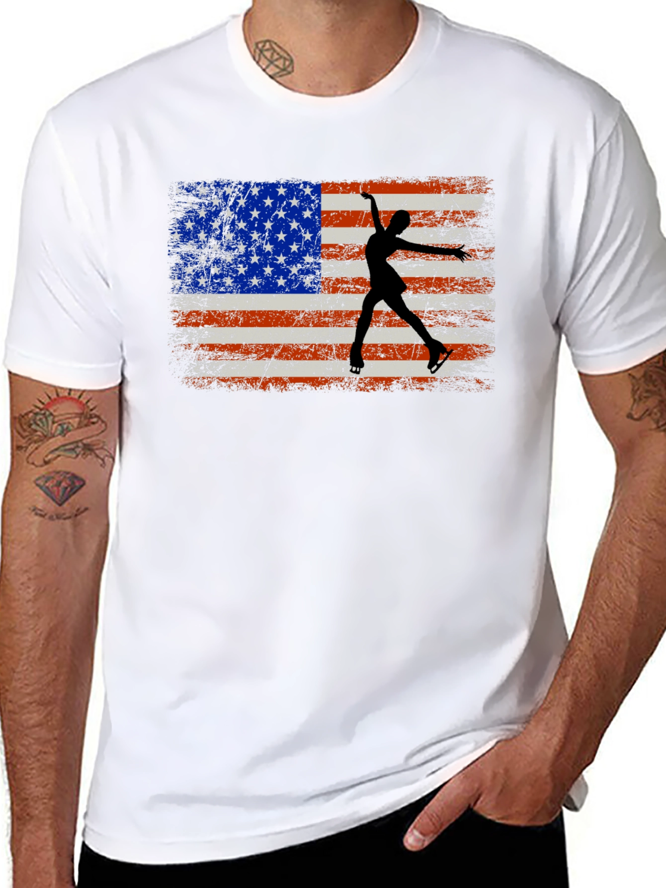 American Flag Figure Skating T-Shirt