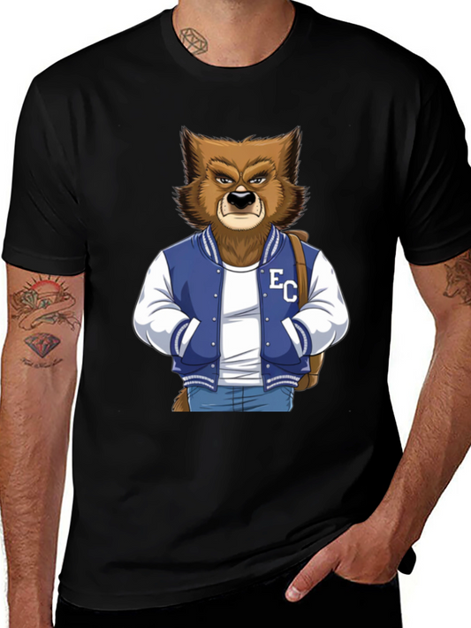 Cool Varsity Werewolf Graphic T-Shirt