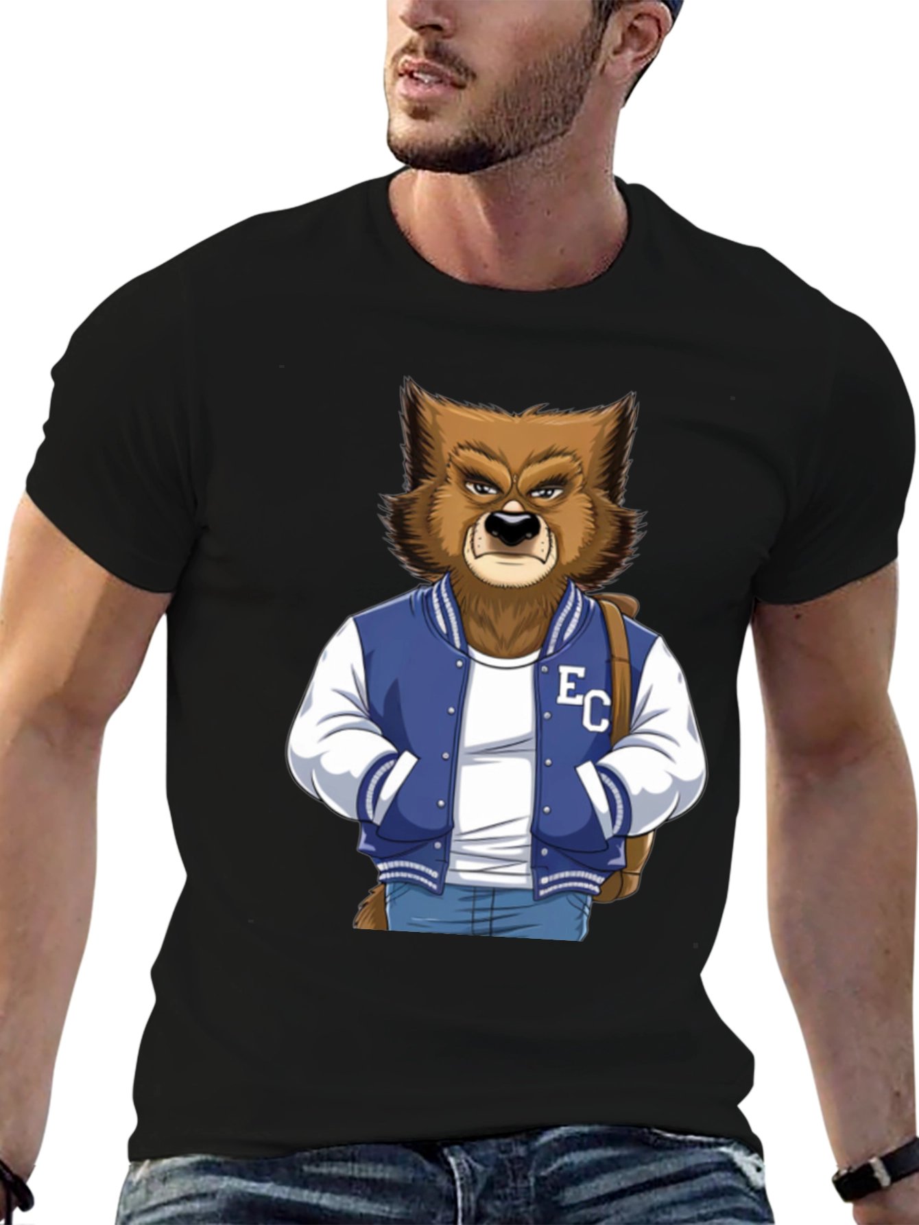 Cool Varsity Werewolf Graphic T-Shirt