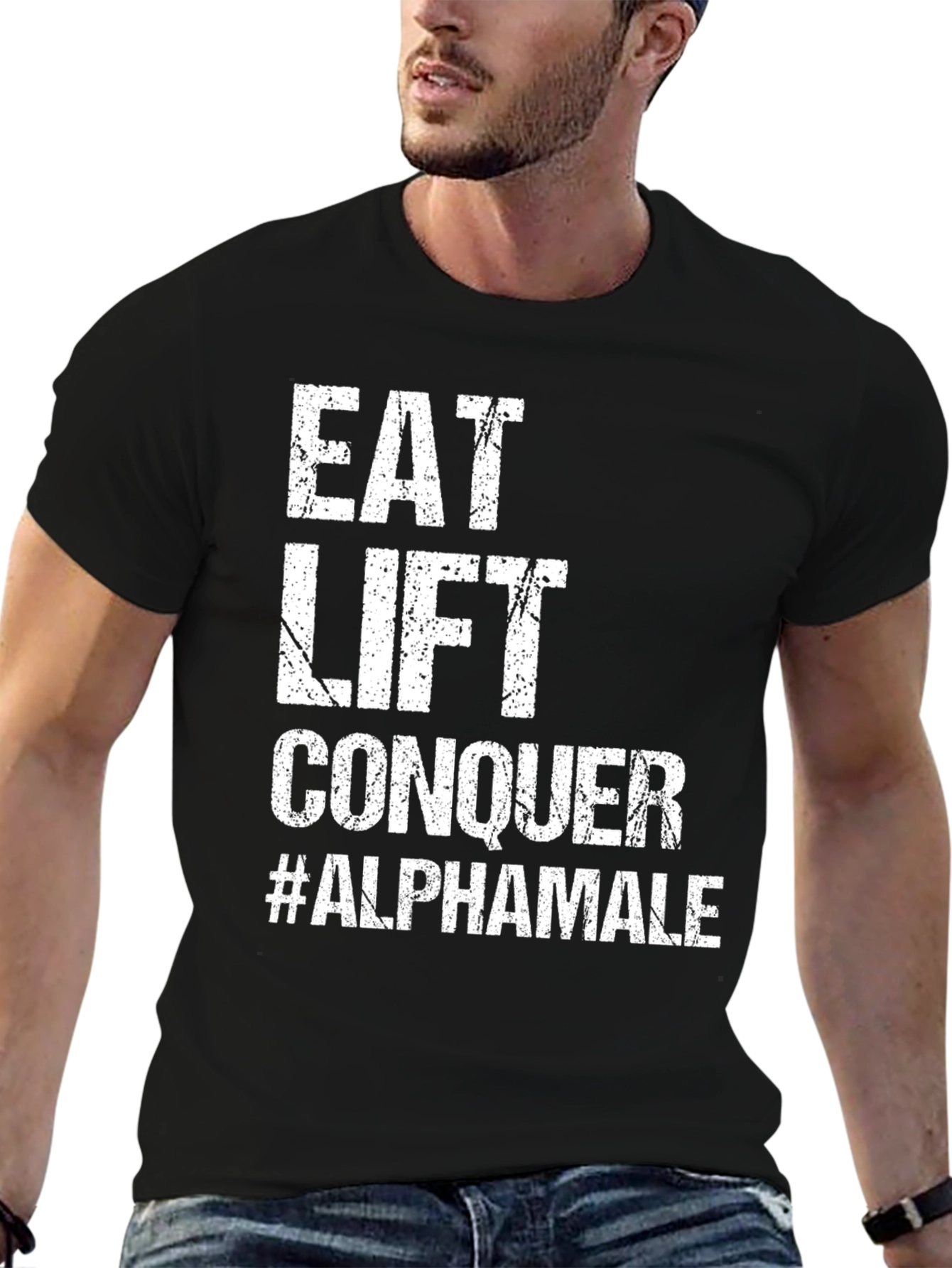 Eat Lift Conquer Alpha Male Black T-Shirt