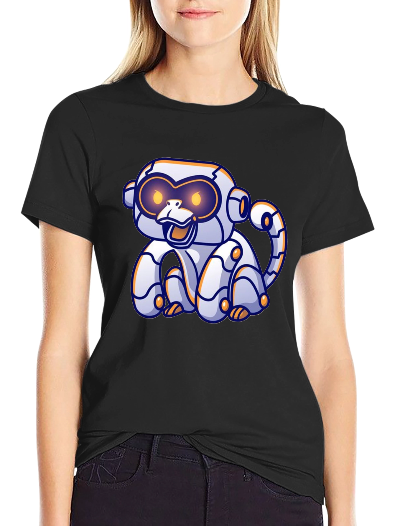 Robotic Monkey Graphic T-Shirt - Black
