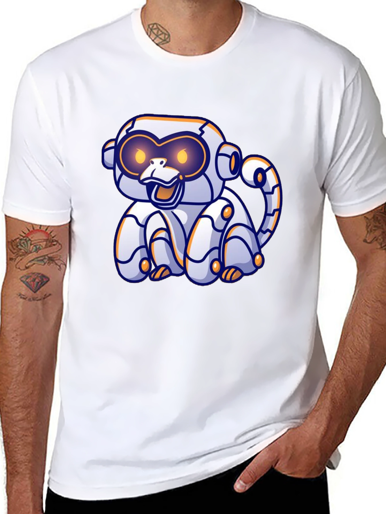 Robotic Monkey Graphic T-Shirt - Black