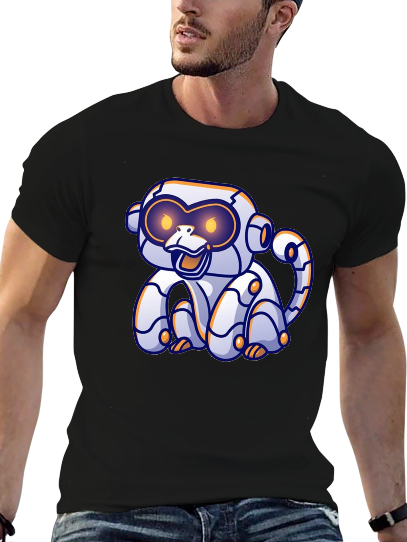 Robotic Monkey Graphic T-Shirt - Black