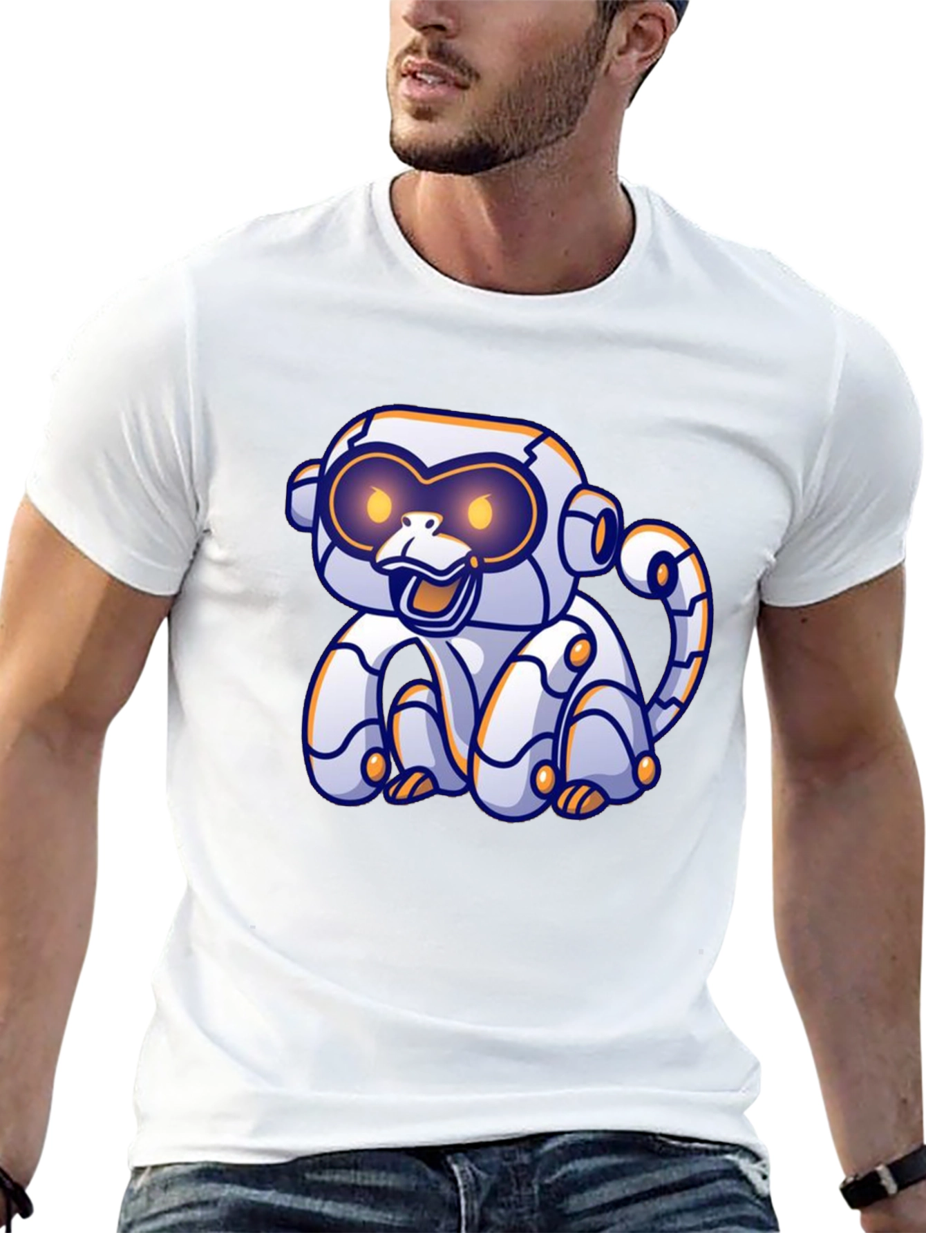 Robotic Monkey Graphic T-Shirt - Black