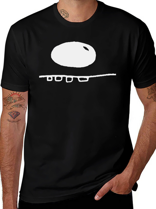 Minimalist Egg Fry Pan Graphic Tee - Black Cotton T-Shirt