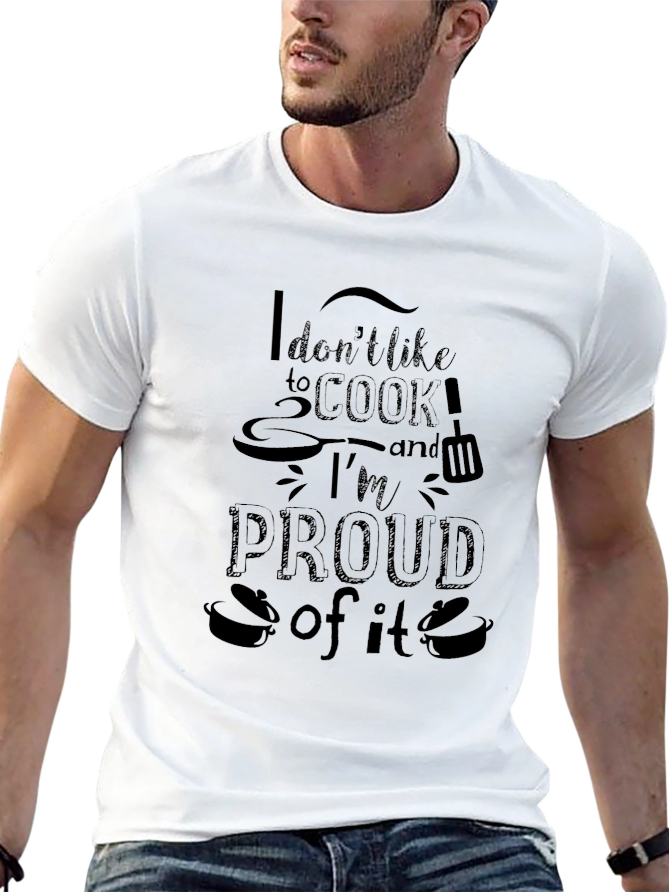 Proud Non-Cook Graphic Tee - Black Crew Neck T-Shirt