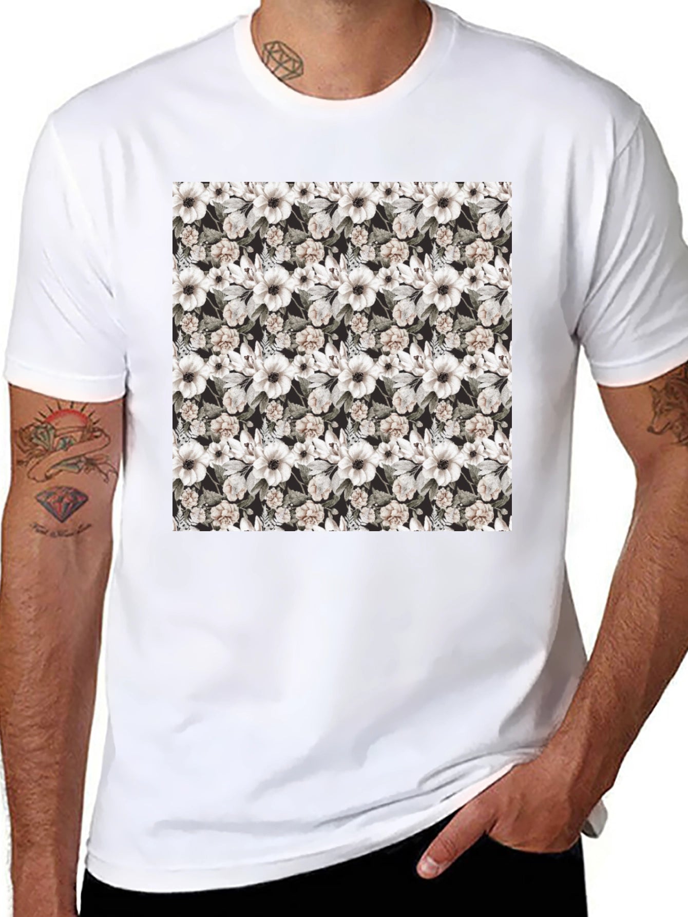 Floral Print Crew Neck T-Shirt