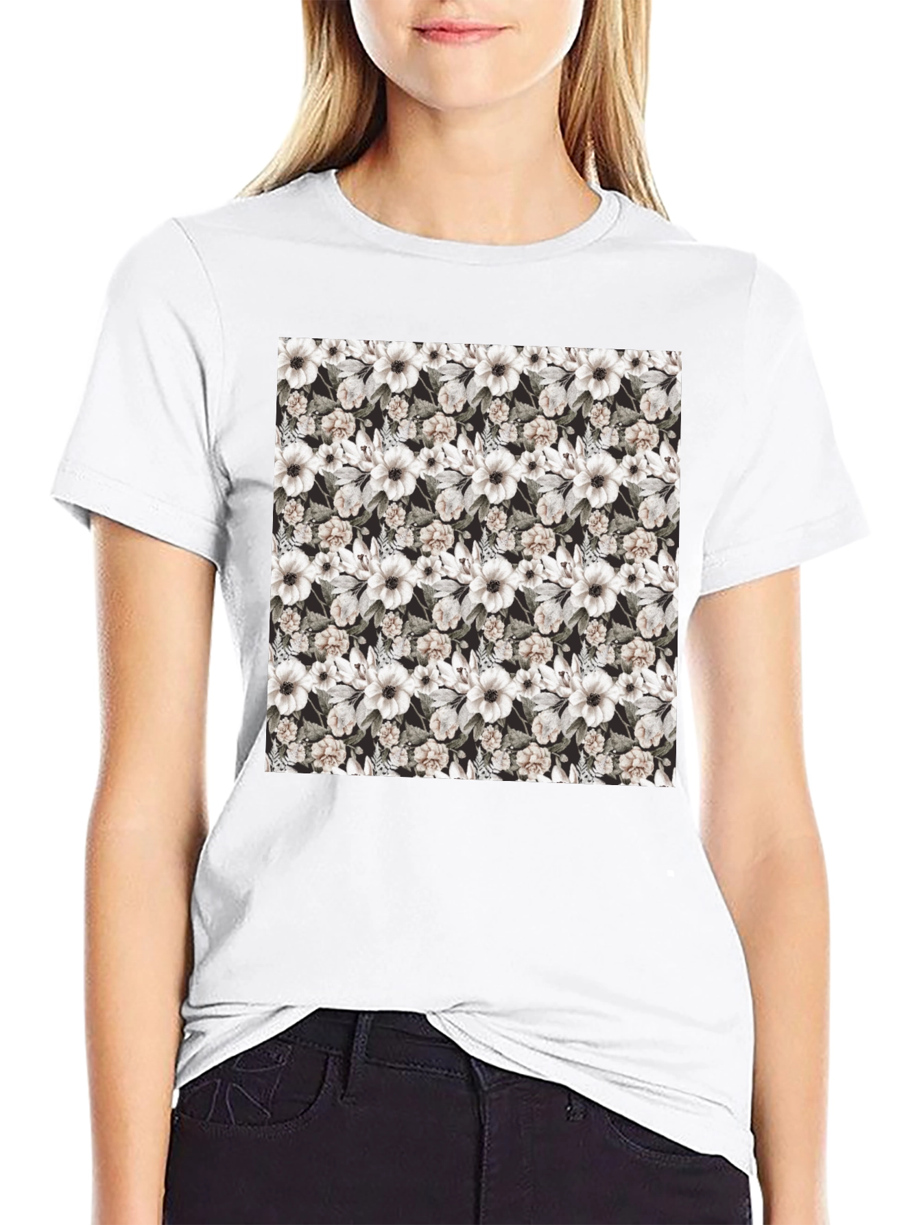 Floral Print Crew Neck T-Shirt