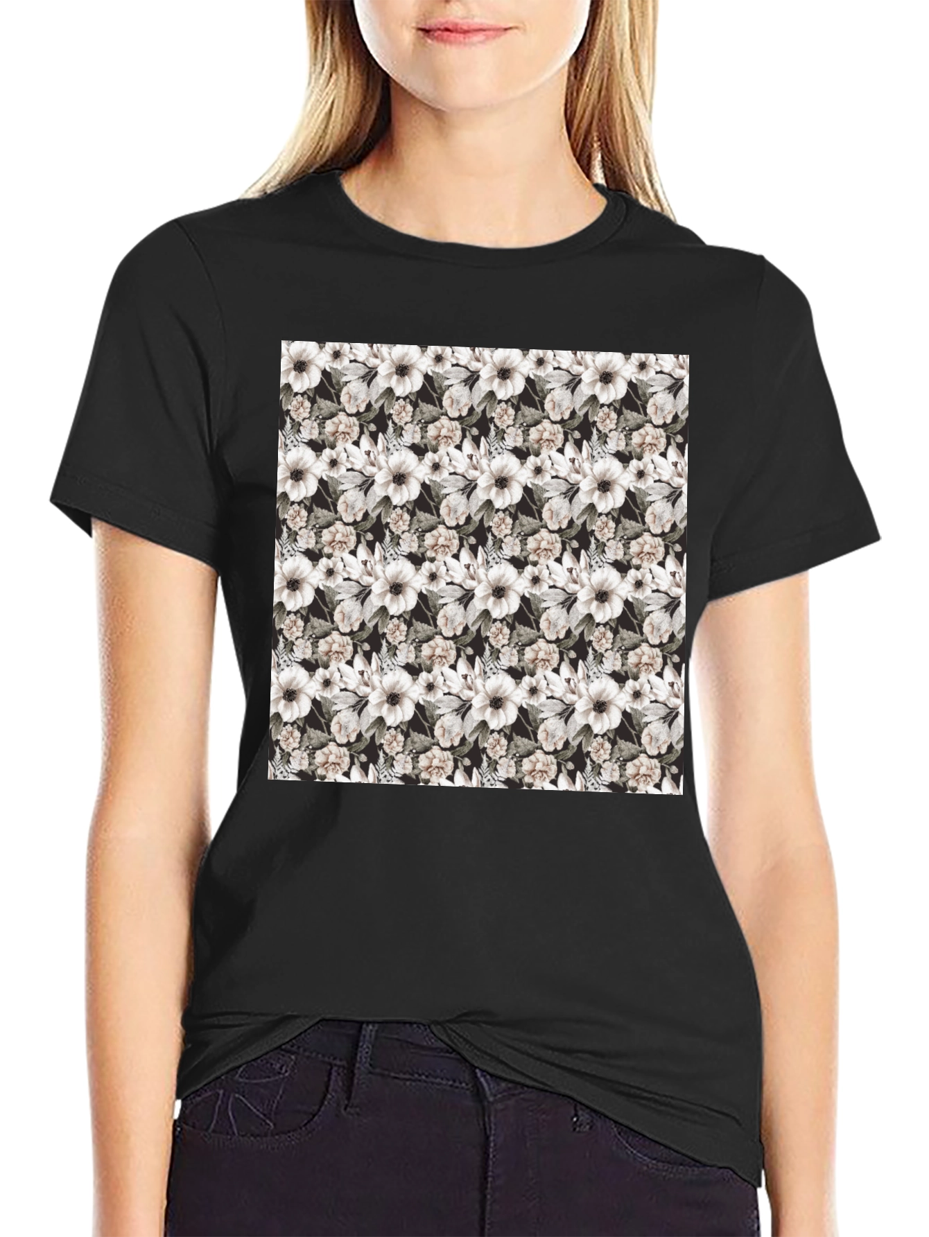 Floral Print Crew Neck T-Shirt