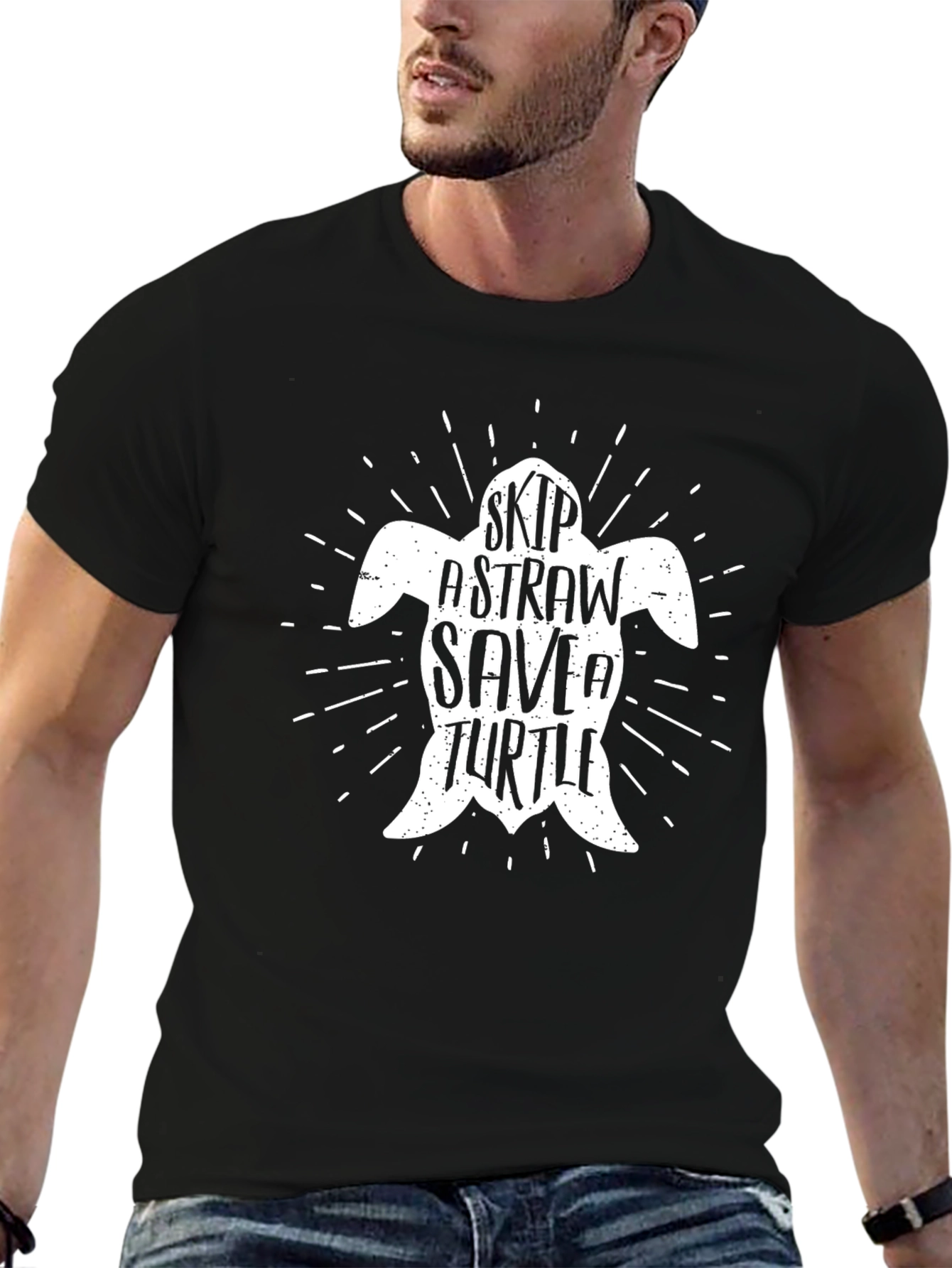 Skip A Straw Save A Turtle Graphic T-Shirt