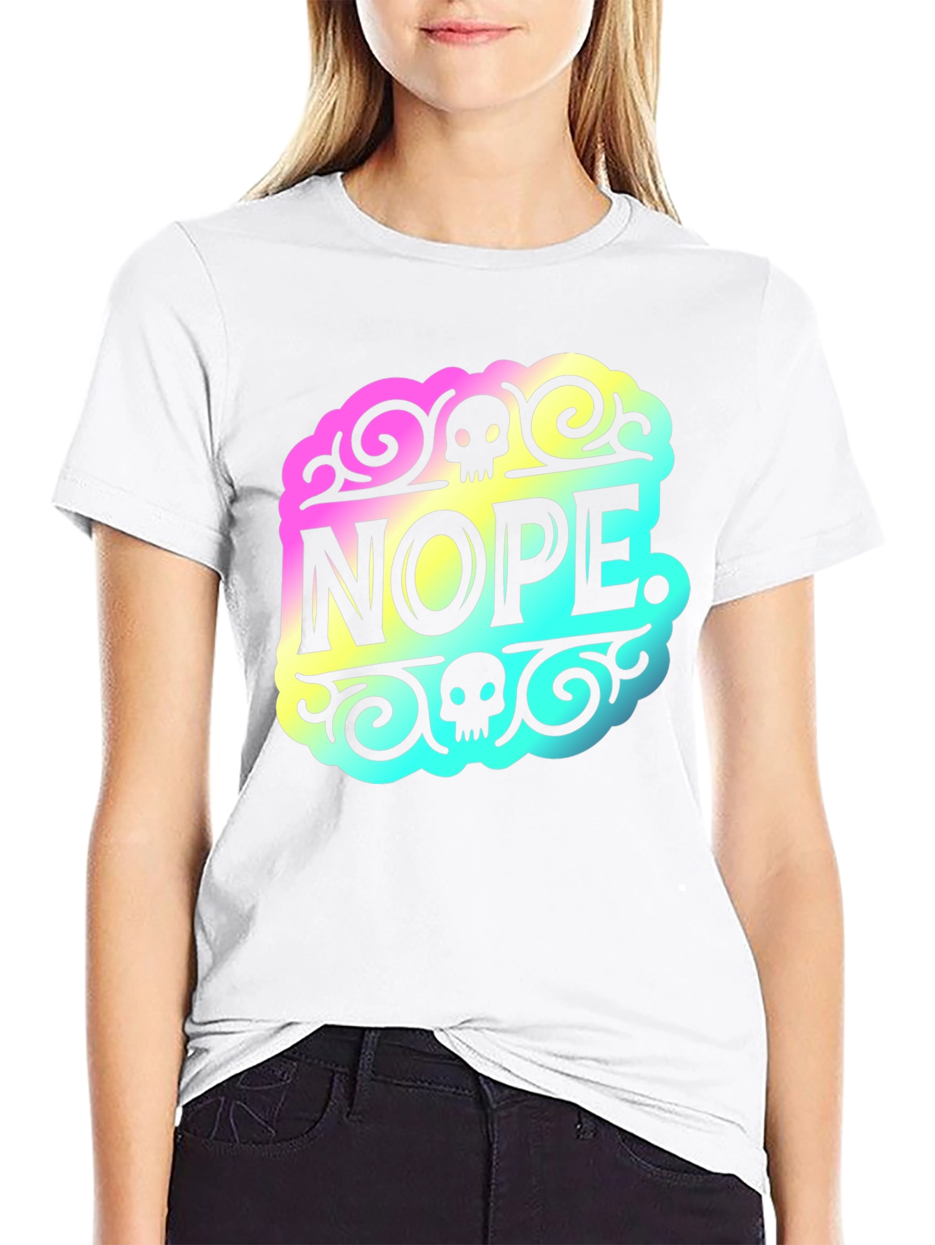 Nope. Skull Graphic Tee - Soft Black Cotton