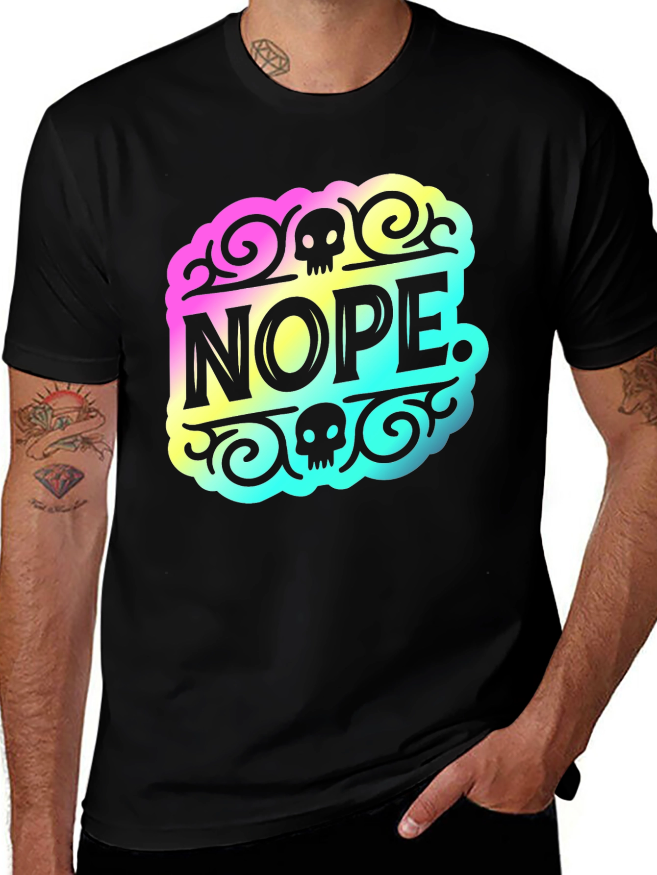 Nope. Skull Graphic Tee - Soft Black Cotton