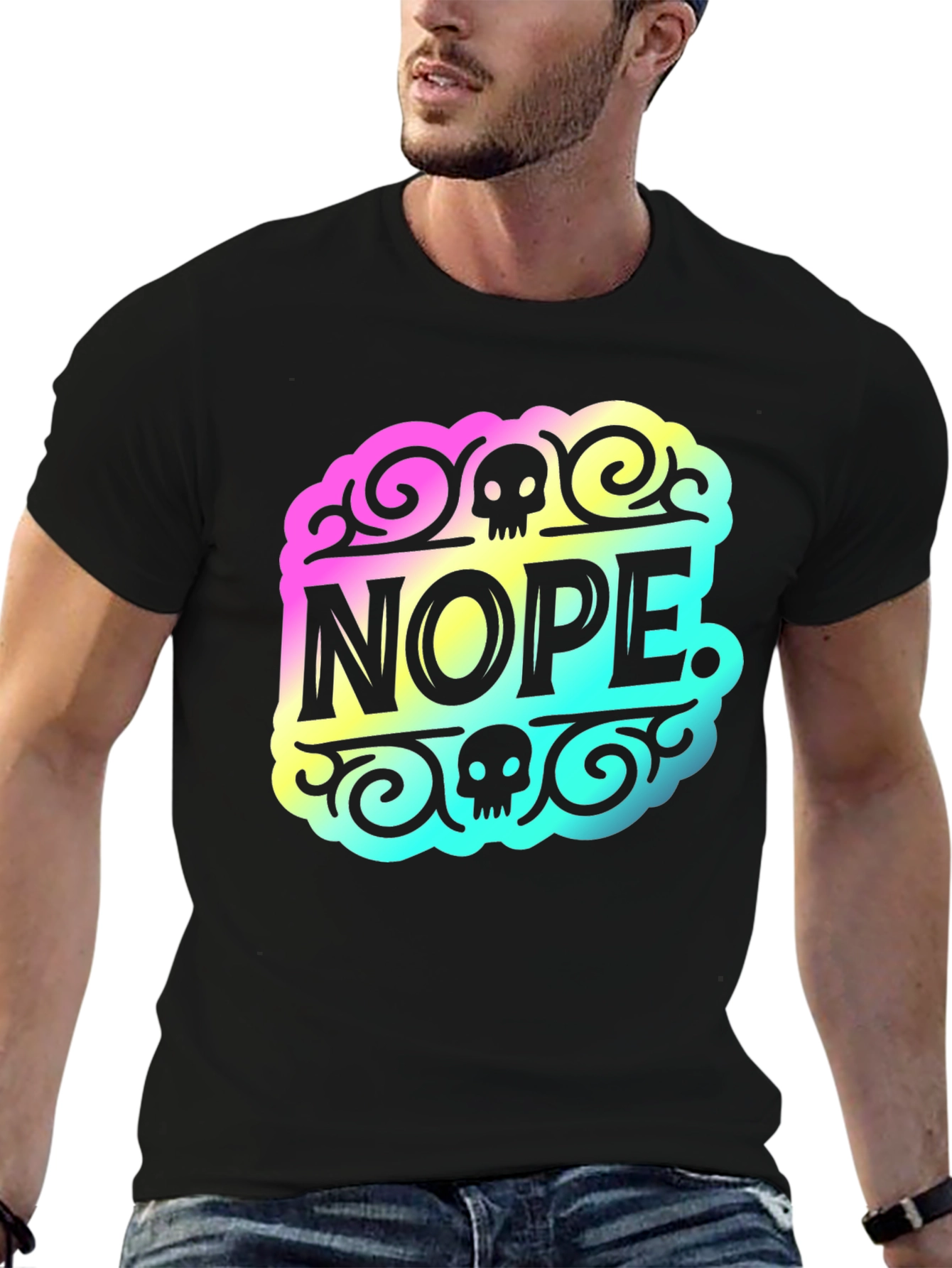 Nope. Skull Graphic Tee - Soft Black Cotton