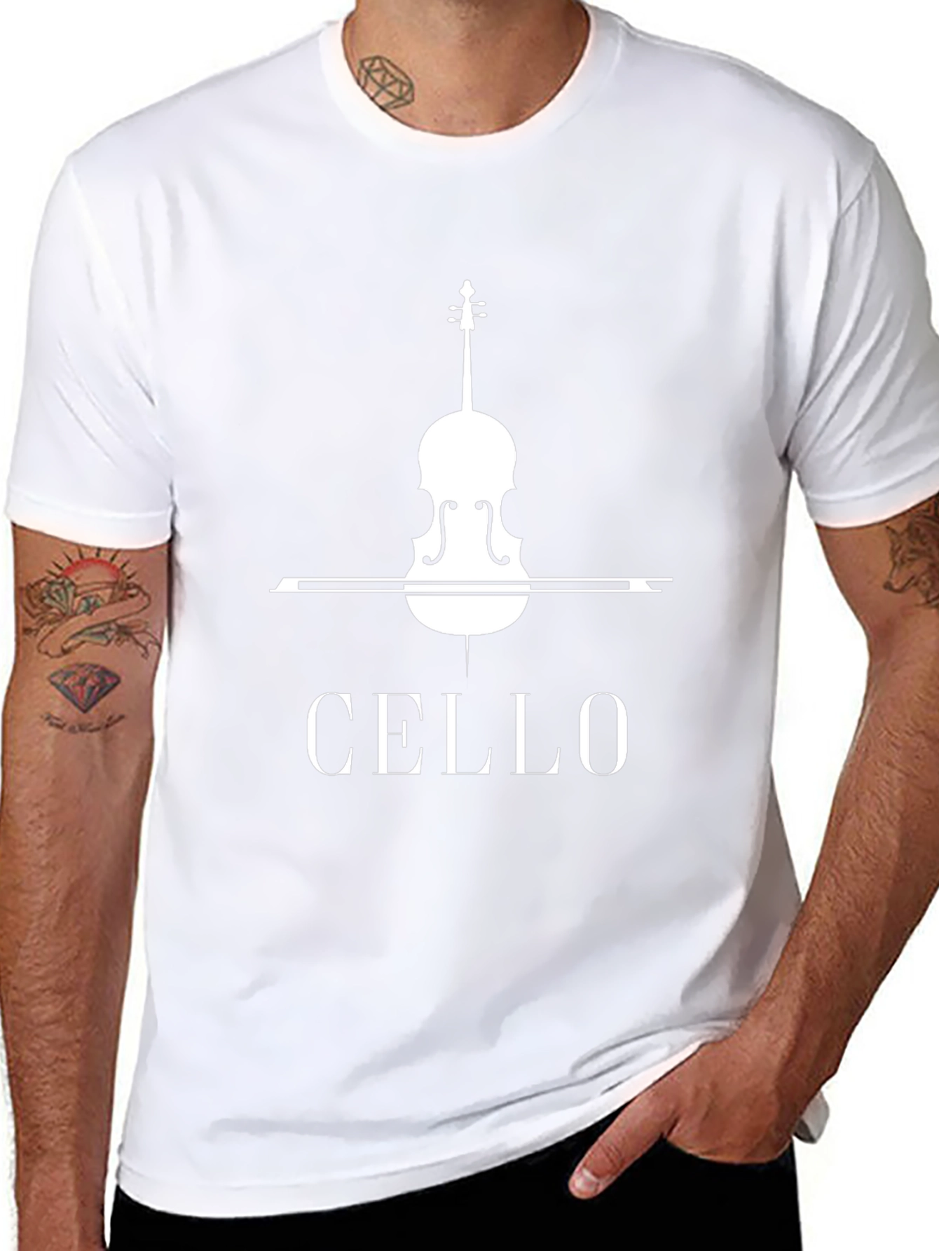 Cello T-Shirt - Musicians Tee - Black Cotton