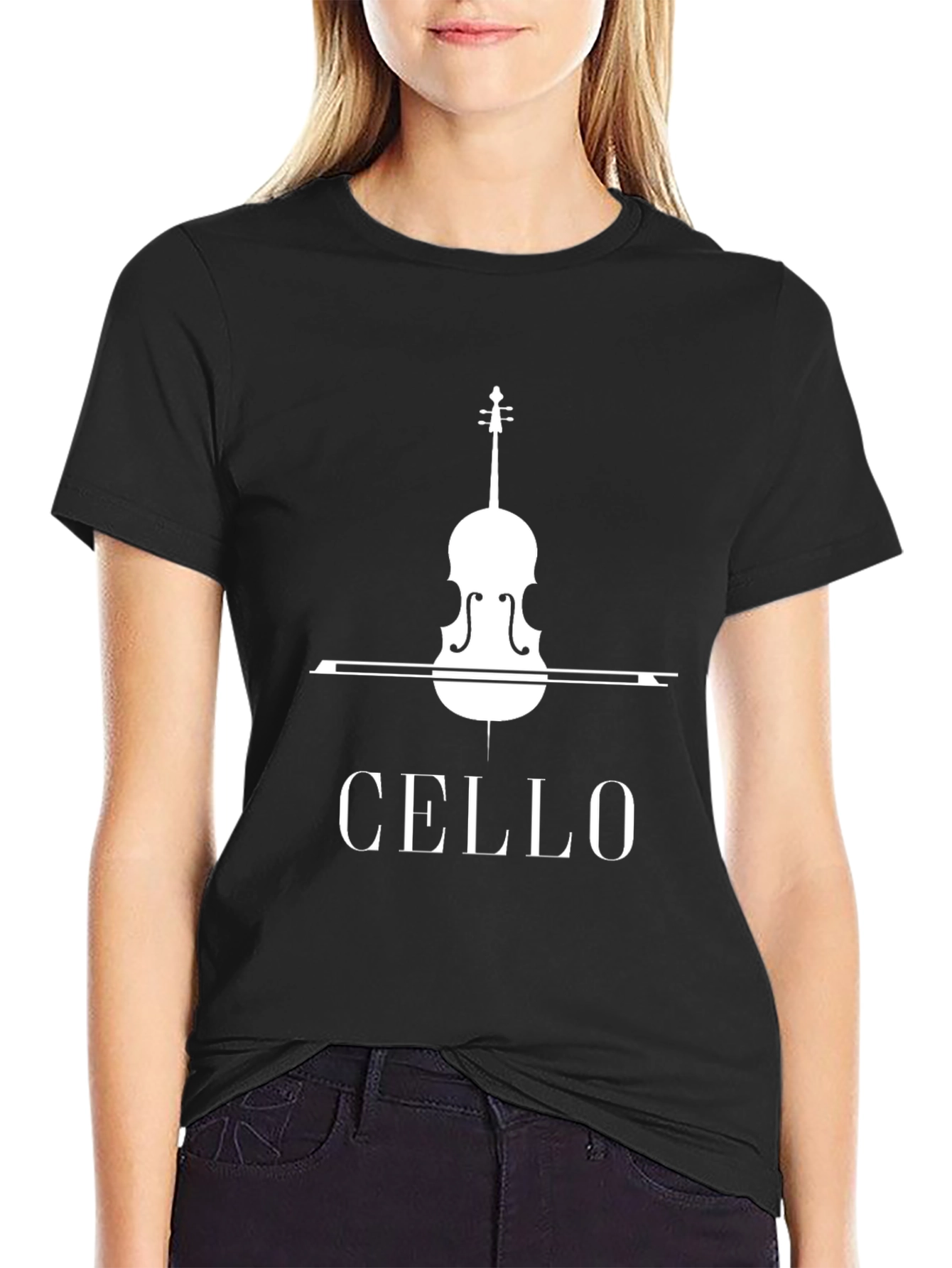 Cello T-Shirt - Musicians Tee - Black Cotton