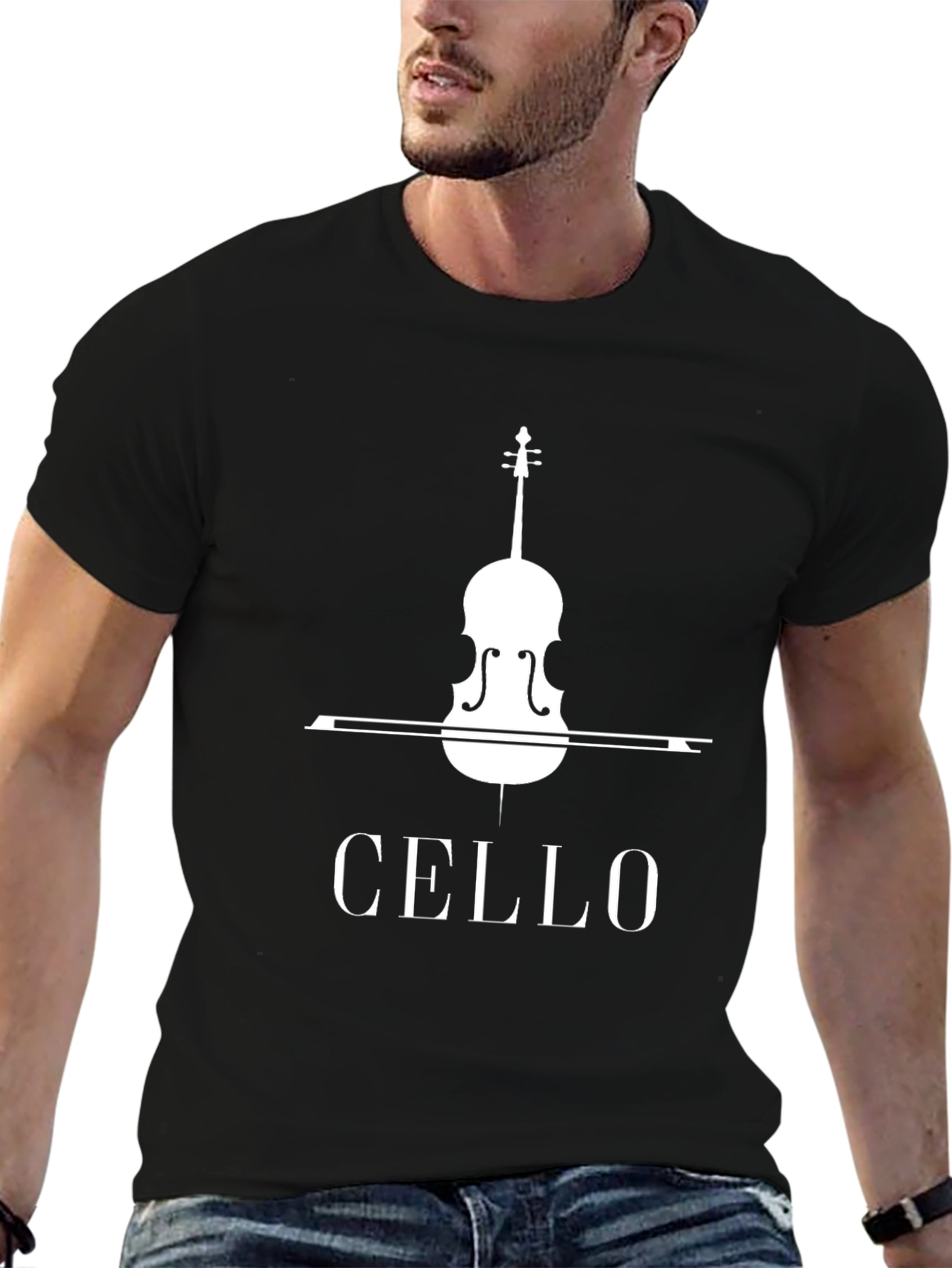 Cello T-Shirt - Musicians Tee - Black Cotton