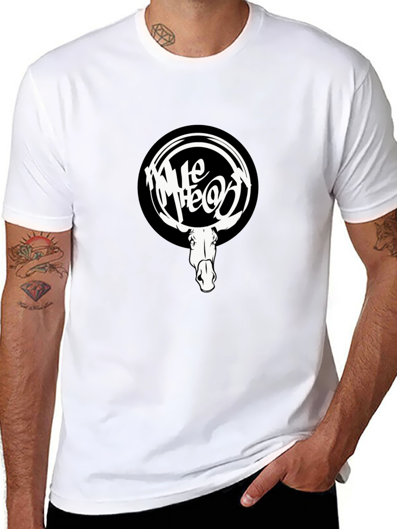 Cool Black T-Shirt with White Moose Graphic
