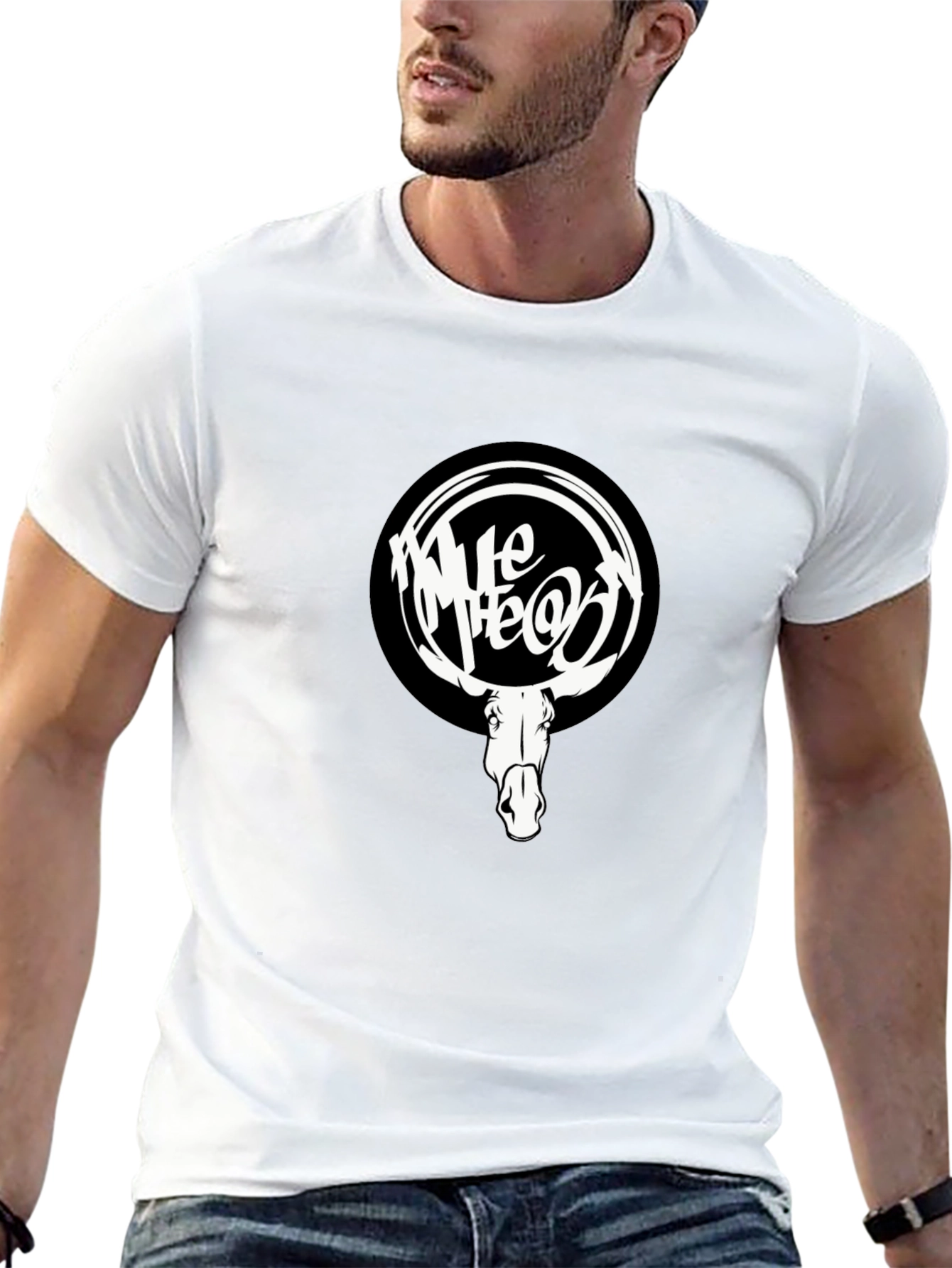 Cool Black T-Shirt with White Moose Graphic