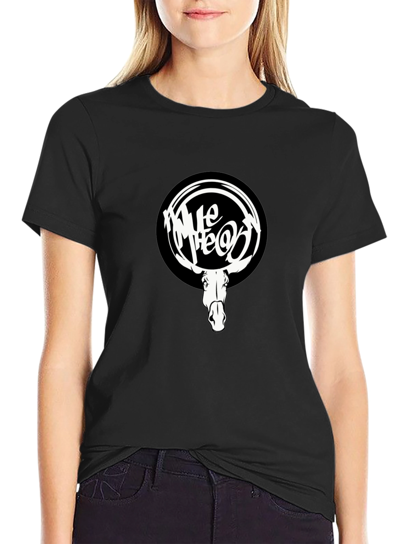 Cool Black T-Shirt with White Moose Graphic