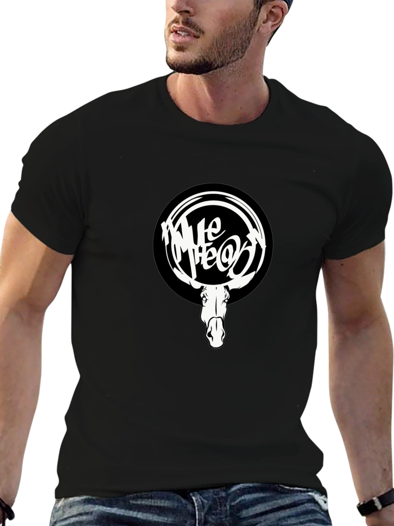 Cool Black T-Shirt with White Moose Graphic