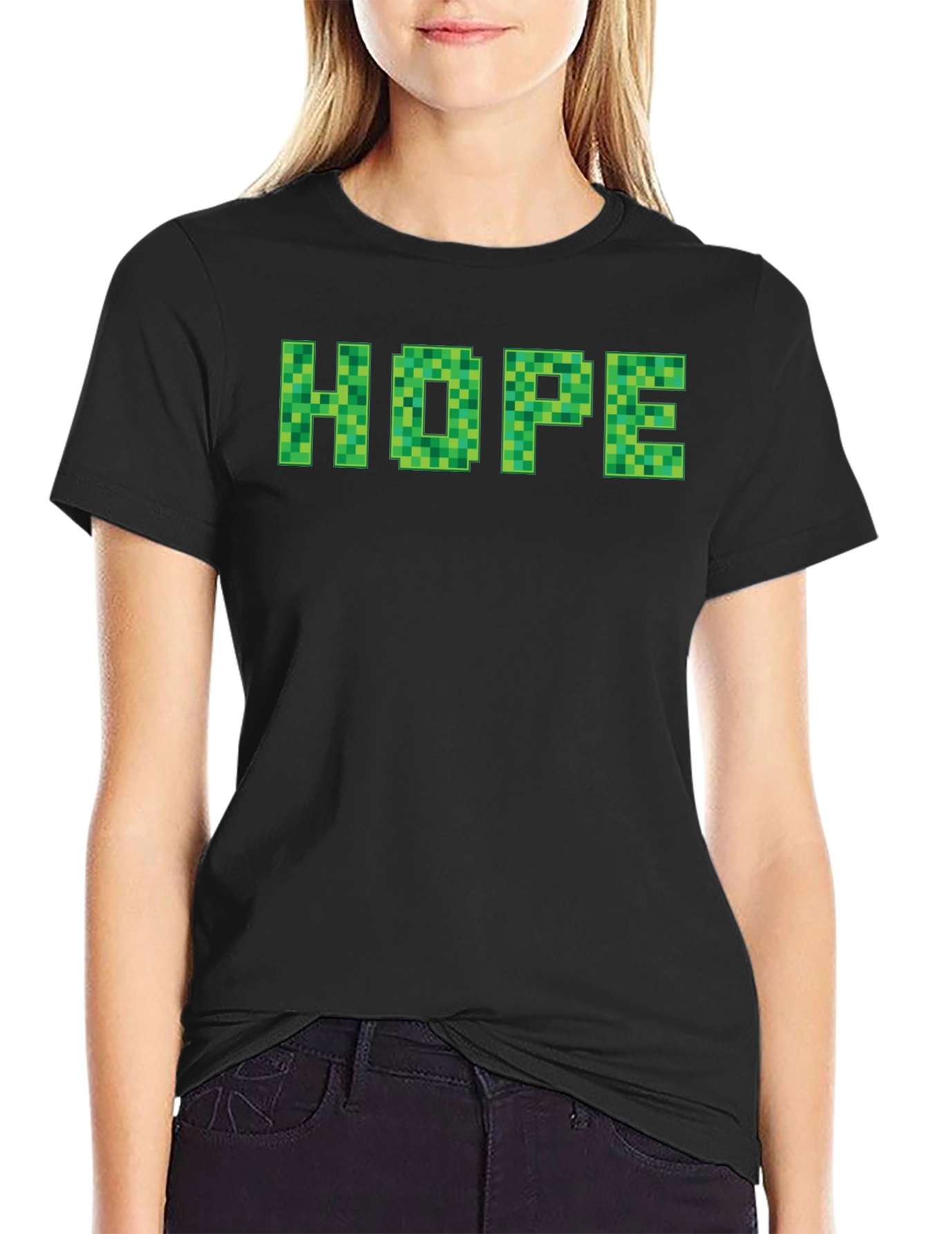 Minecraft Hope T-Shirt - Pixelated Green Lettering