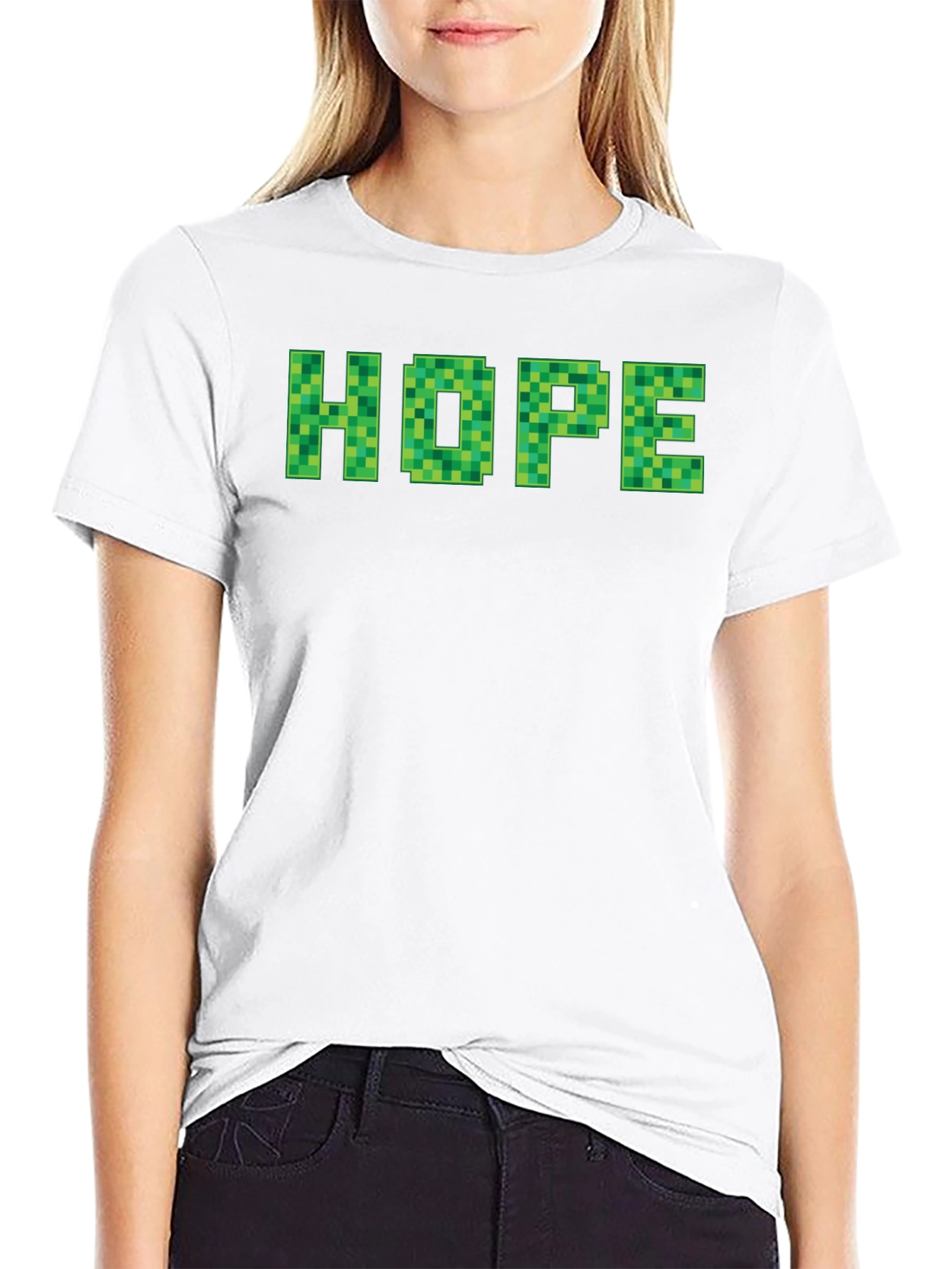 Minecraft Hope T-Shirt - Pixelated Green Lettering