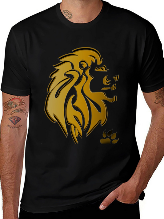Lion Head Graphic T-Shirt - Stylish Black Tee