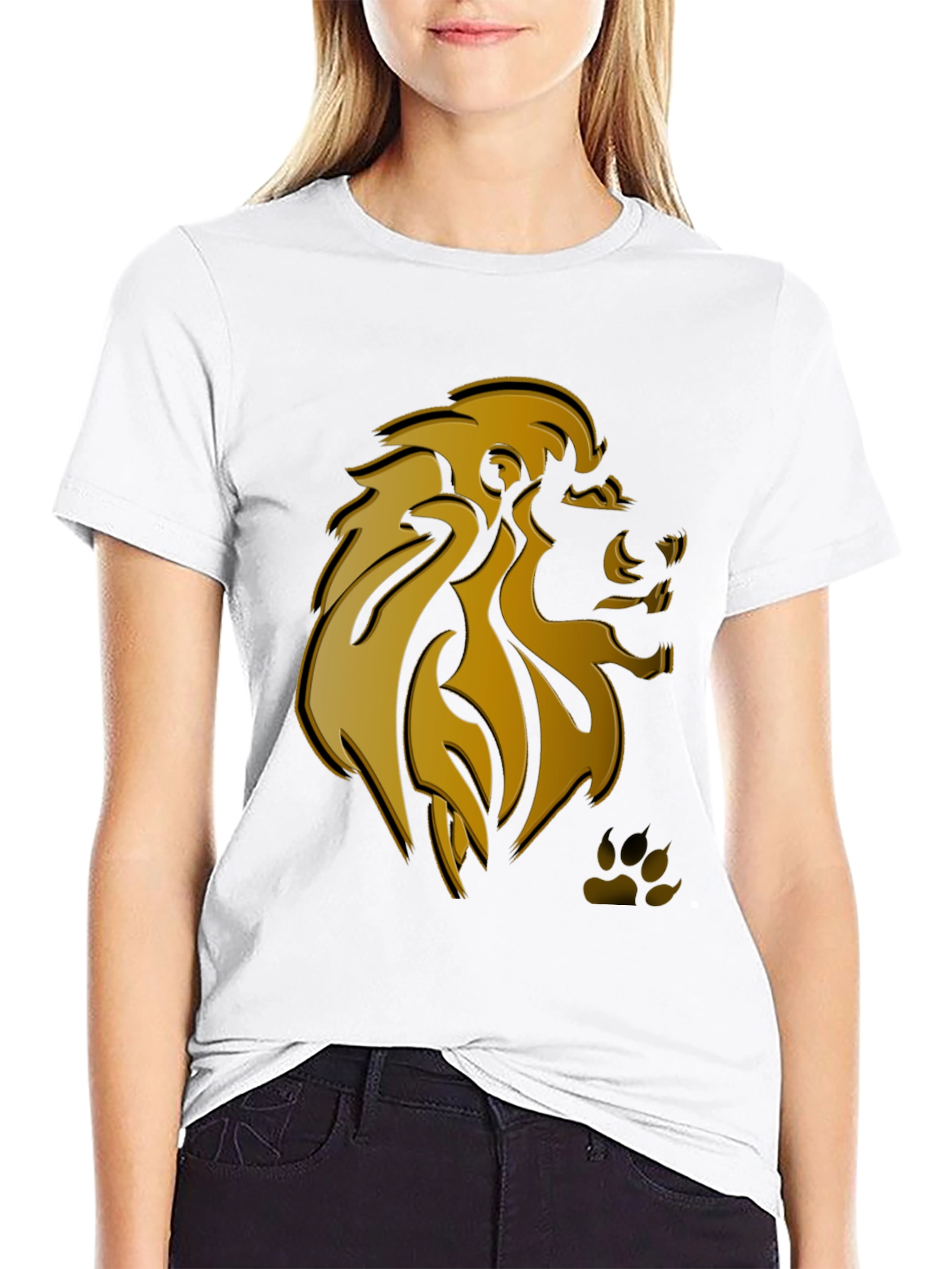 Lion Head Graphic T-Shirt - Stylish Black Tee