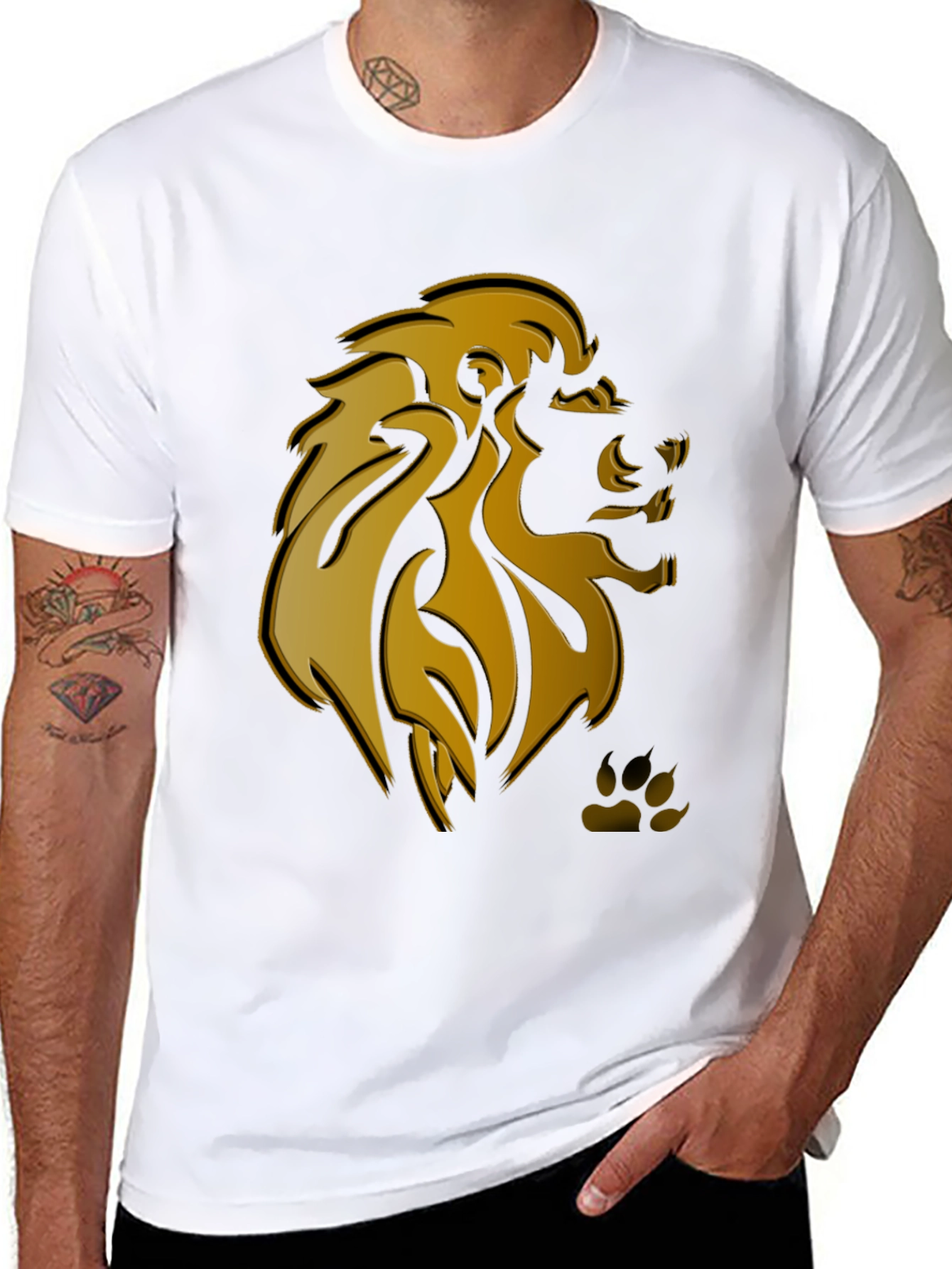 Lion Head Graphic T-Shirt - Stylish Black Tee