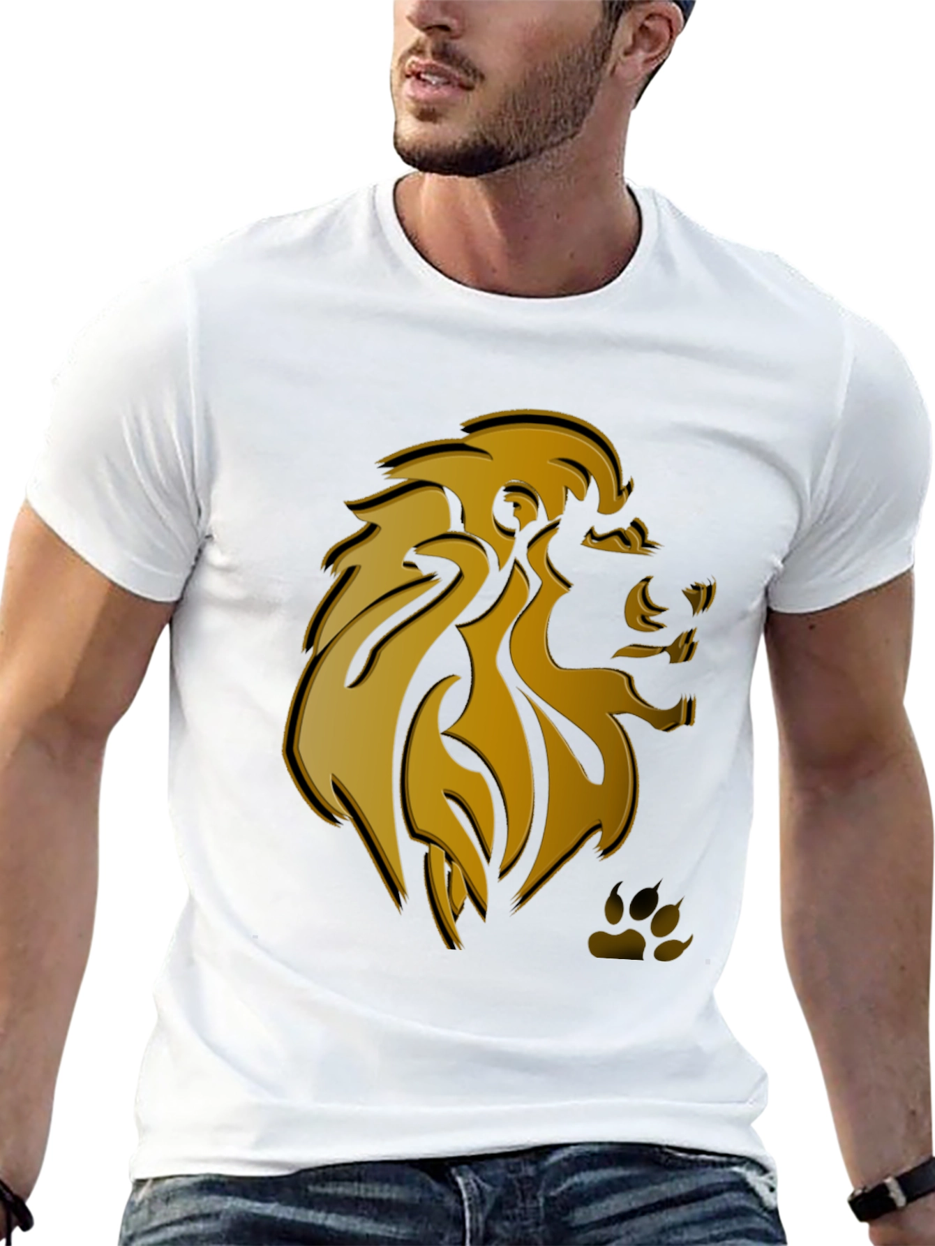 Lion Head Graphic T-Shirt - Stylish Black Tee