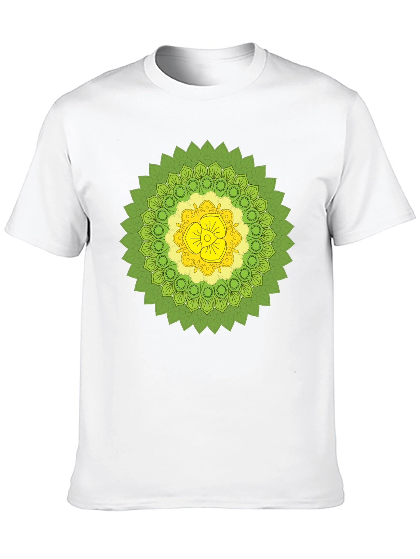 Black Tee with Green & Yellow Mandala