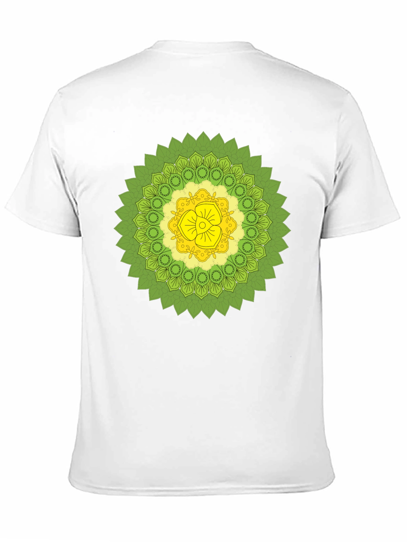 Black Tee with Green & Yellow Mandala