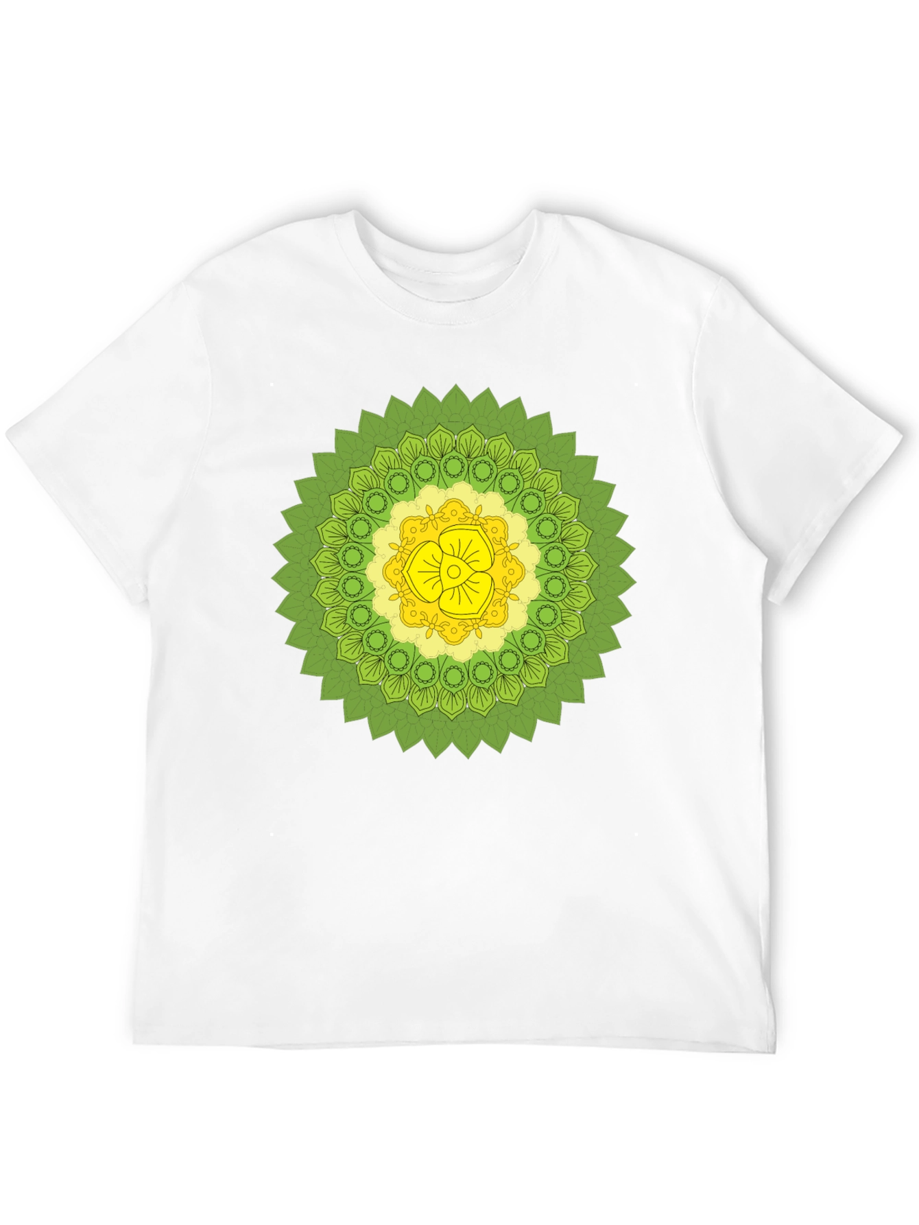 Black Tee with Green & Yellow Mandala