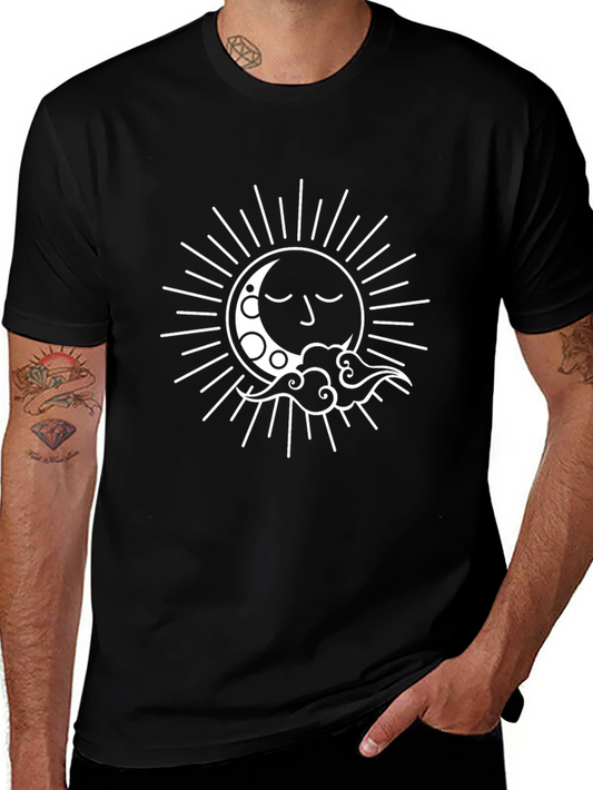 Celestial Sun and Moon Graphic T-Shirt