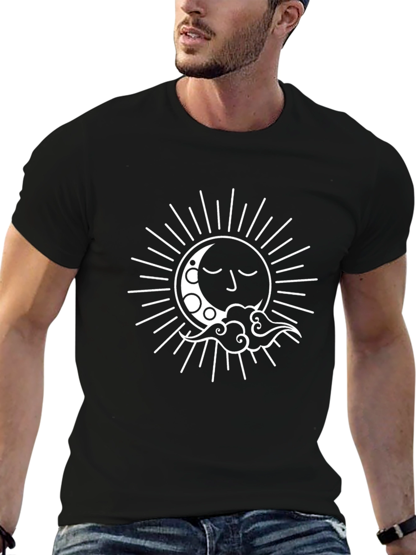Celestial Sun and Moon Graphic T-Shirt