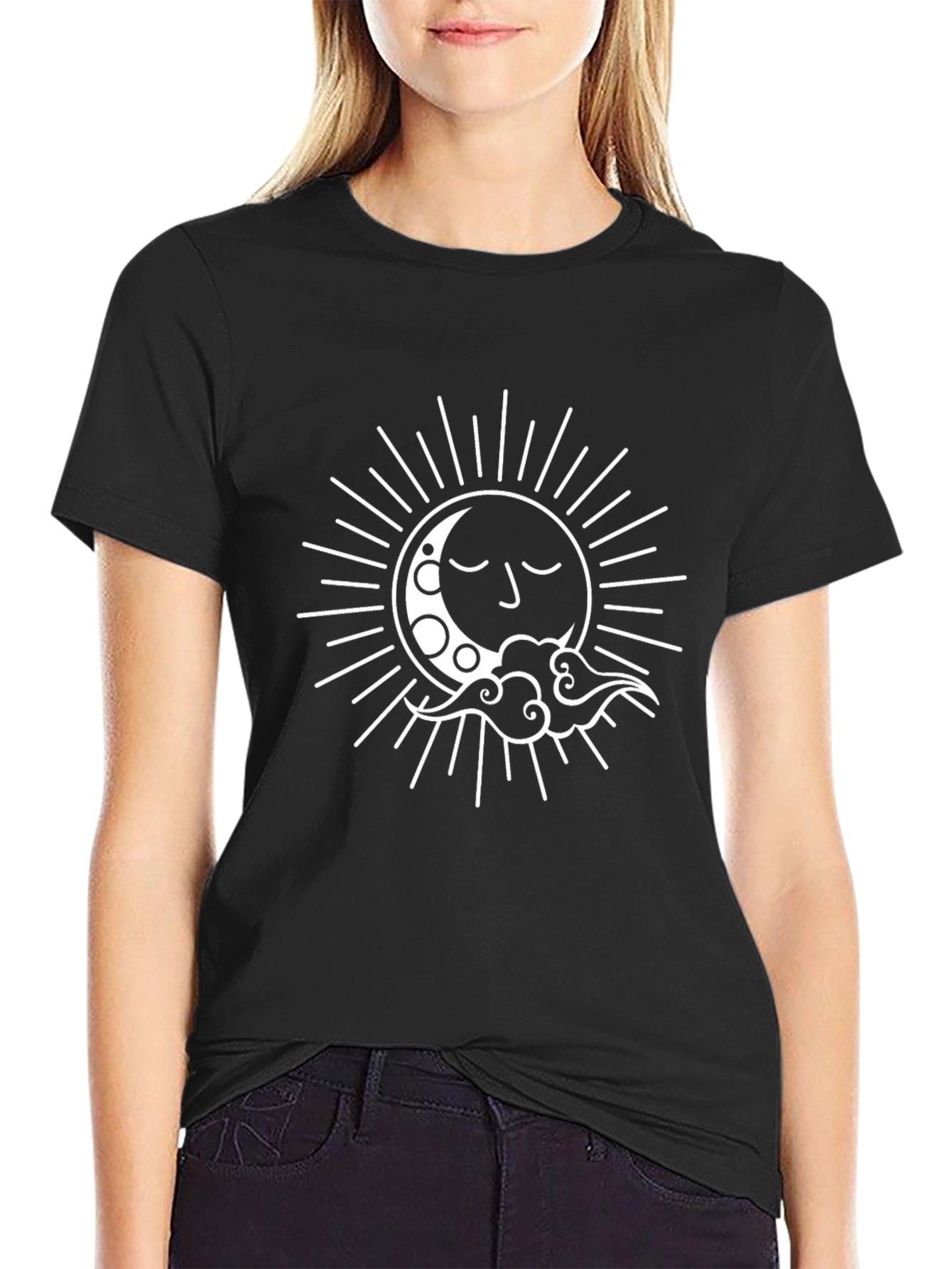 Celestial Sun and Moon Graphic T-Shirt