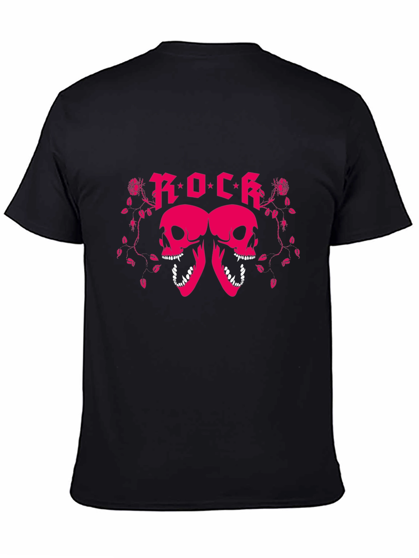 Rock Skull Graphic T-Shirt - Pink Design