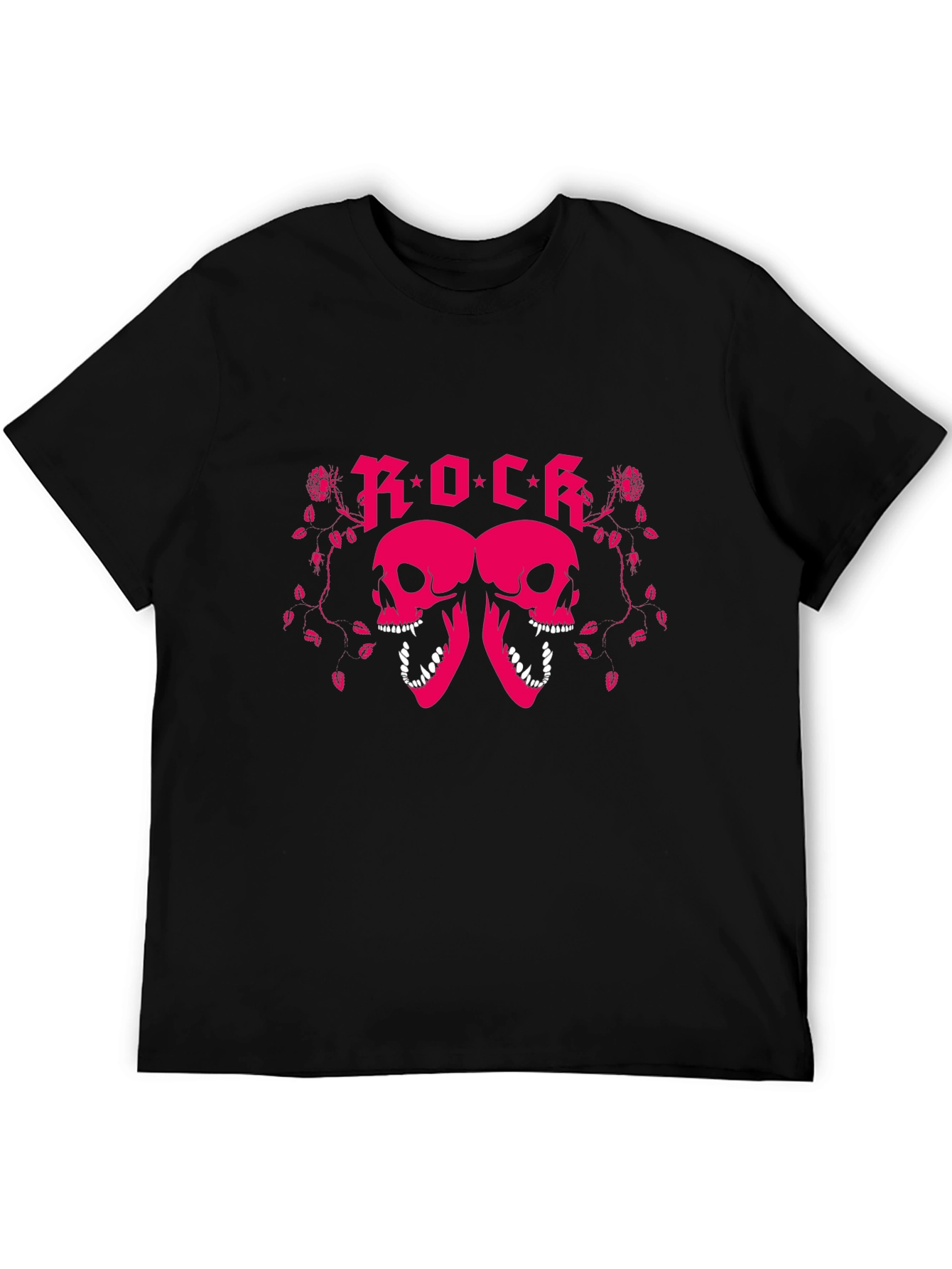 Rock Skull Graphic T-Shirt - Pink Design