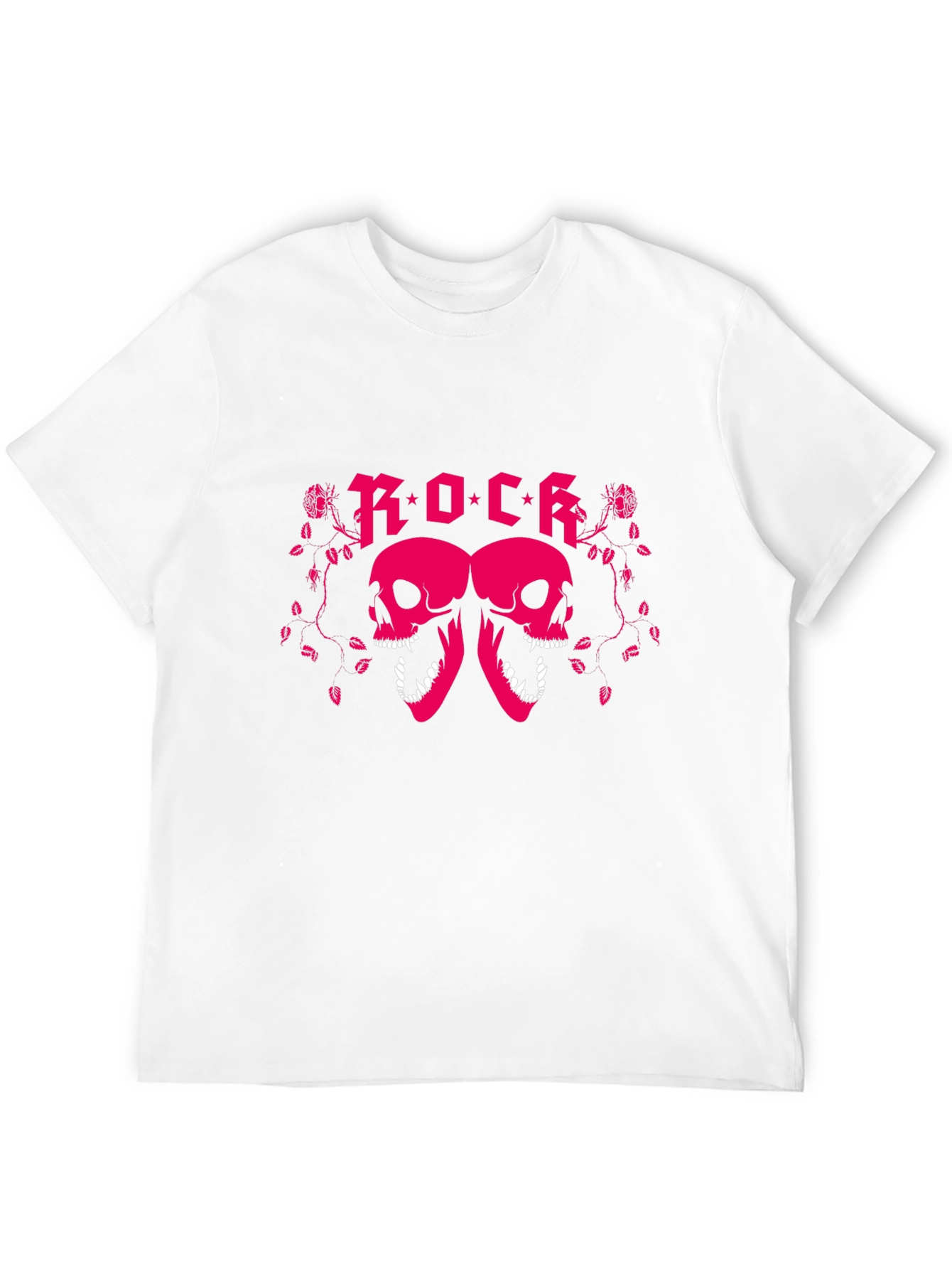 Rock Skull Graphic T-Shirt - Pink Design